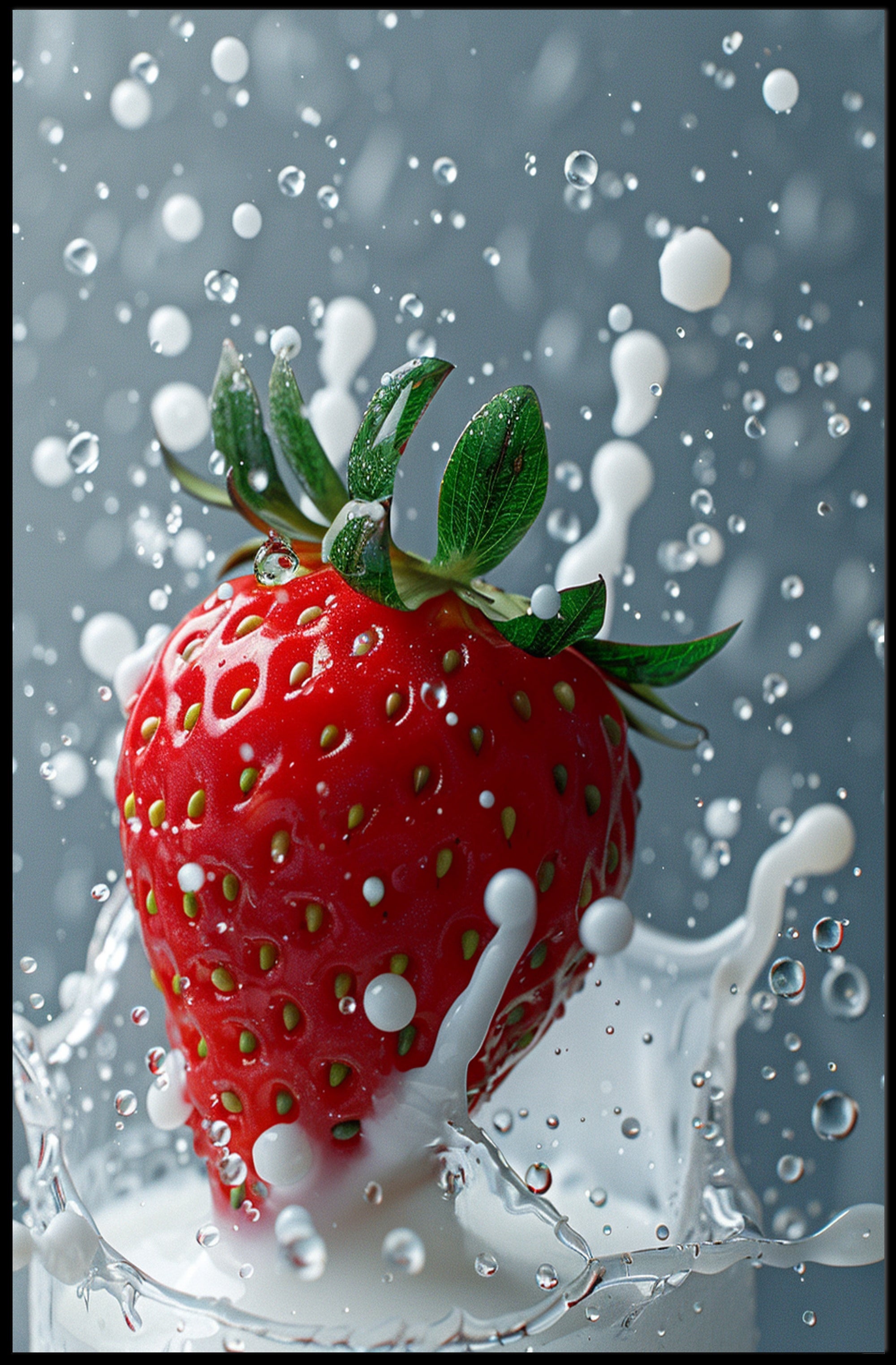 Splashing Strawberry Delight Poster PosterGoat
