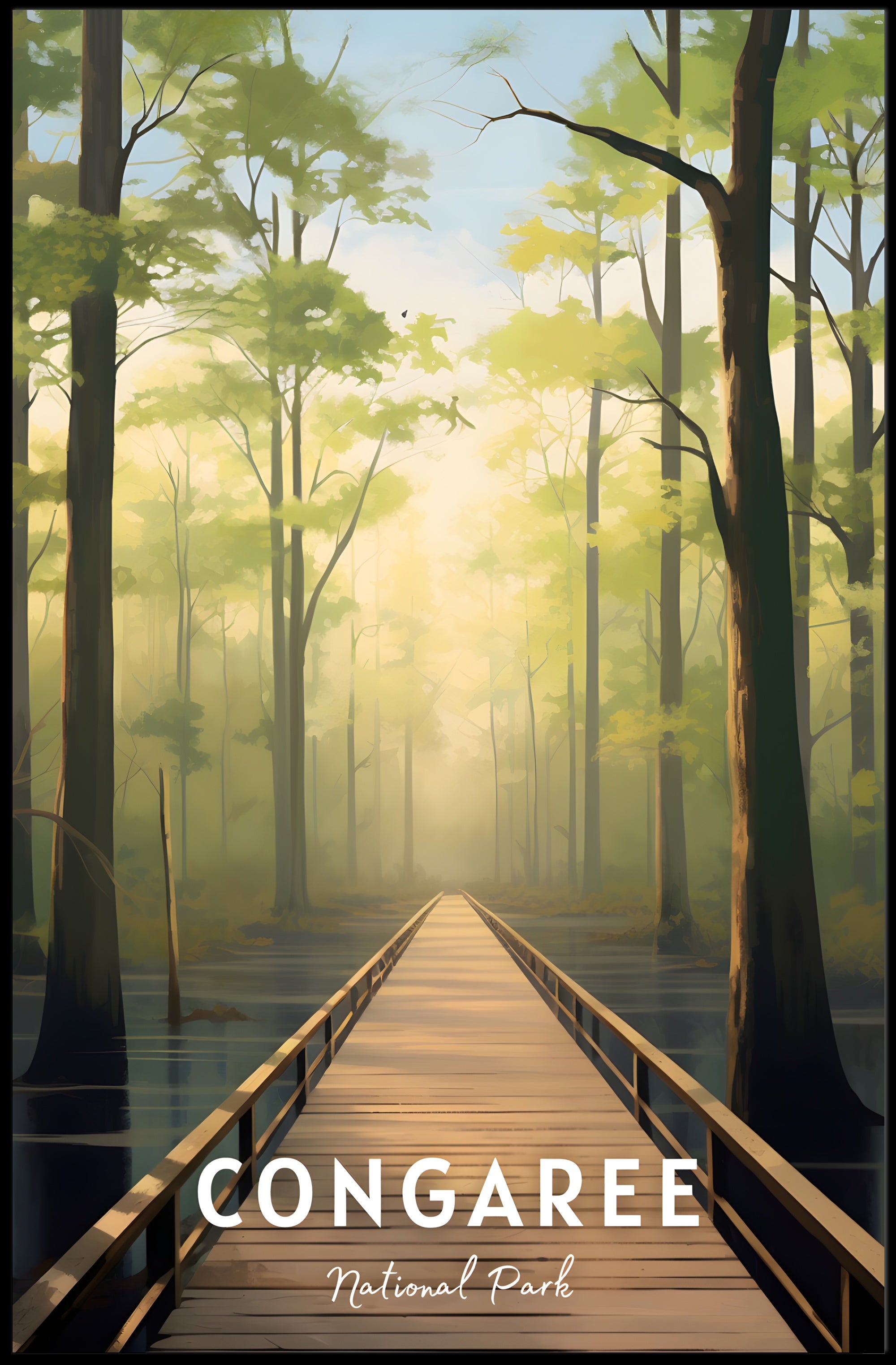 Congaree National Park Tranquil Forest Walk National Park Poster