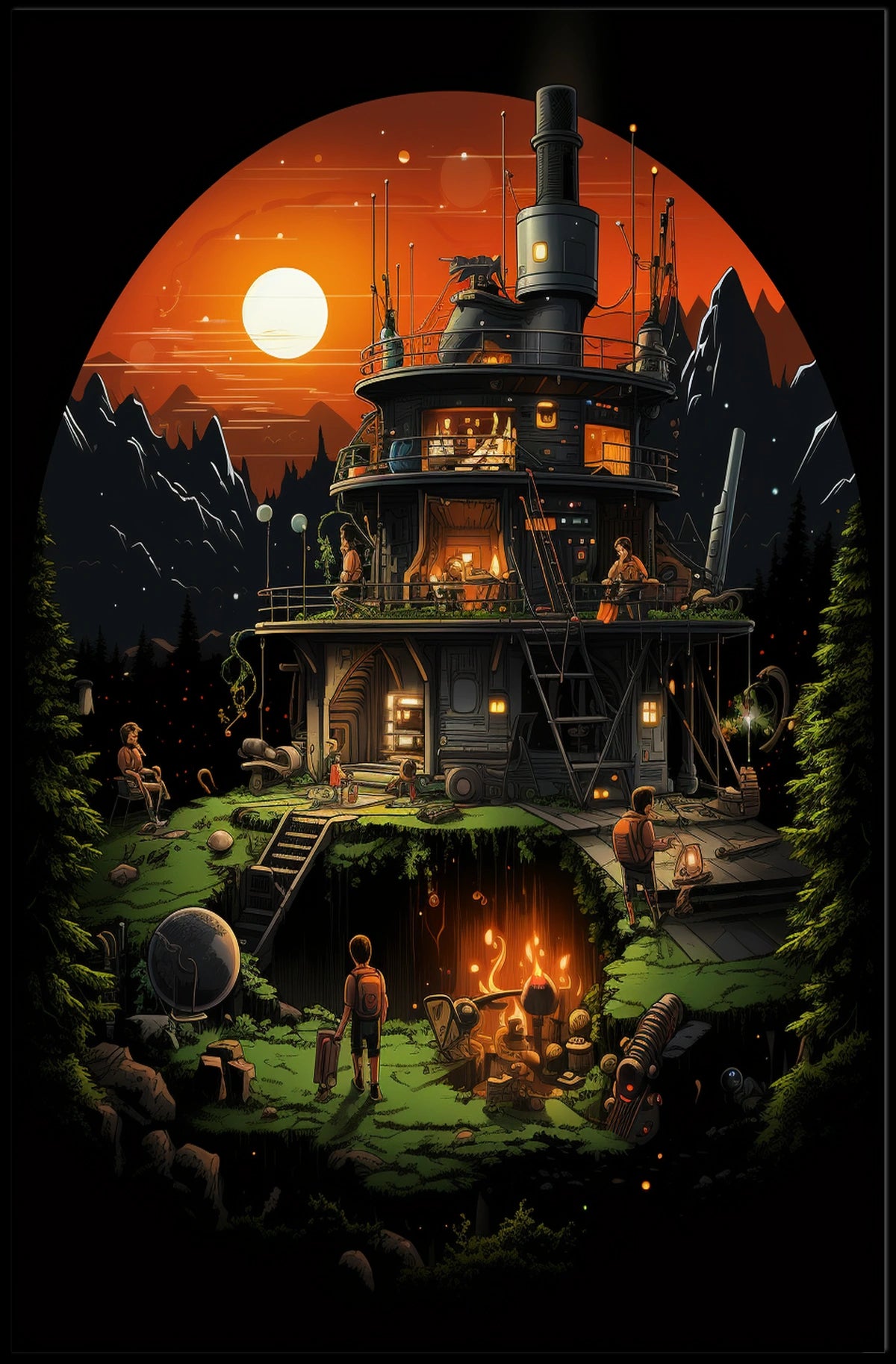 Futuristic Mountain Retreat Poster