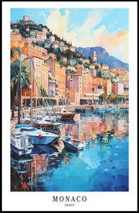 Monaco Harbor Impressionistic Style Travel Poster PosterGoat