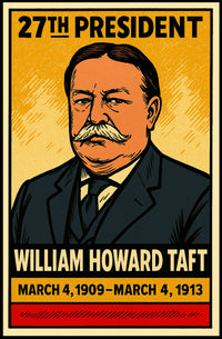 William Howard Taft 27th President of the United States Inked Comic Style Poster