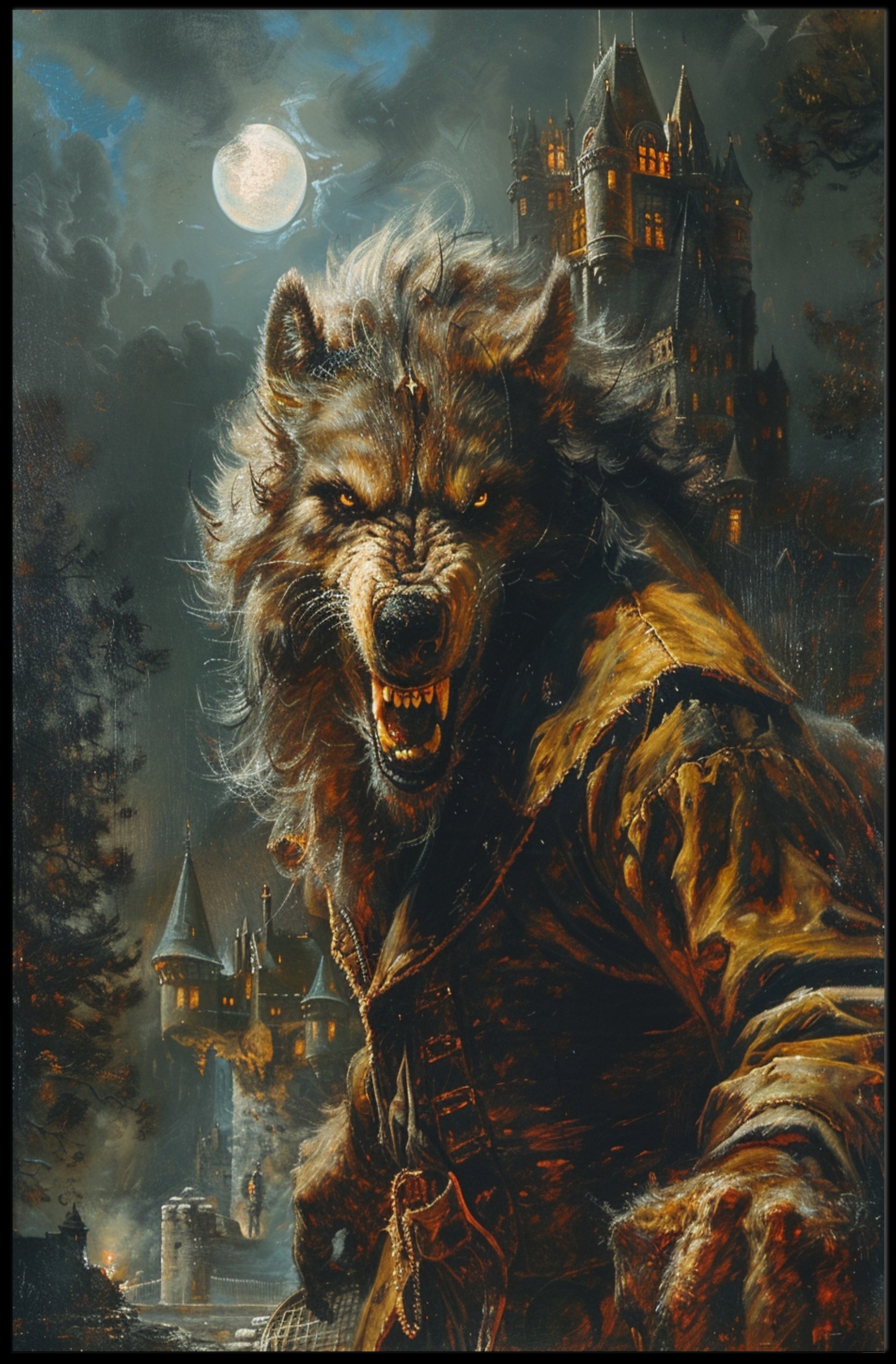 The Beast Under the Moonlight Art Print Poster PosterGoat