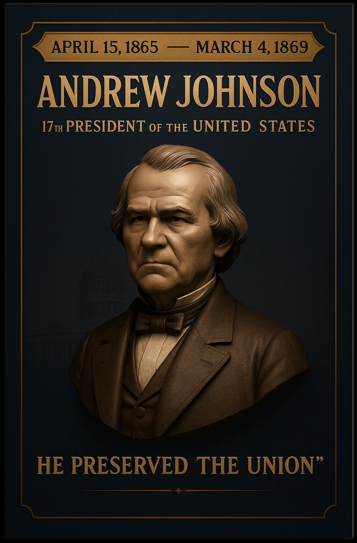 Andrew Johnson Dignified Historical Presidential Poster