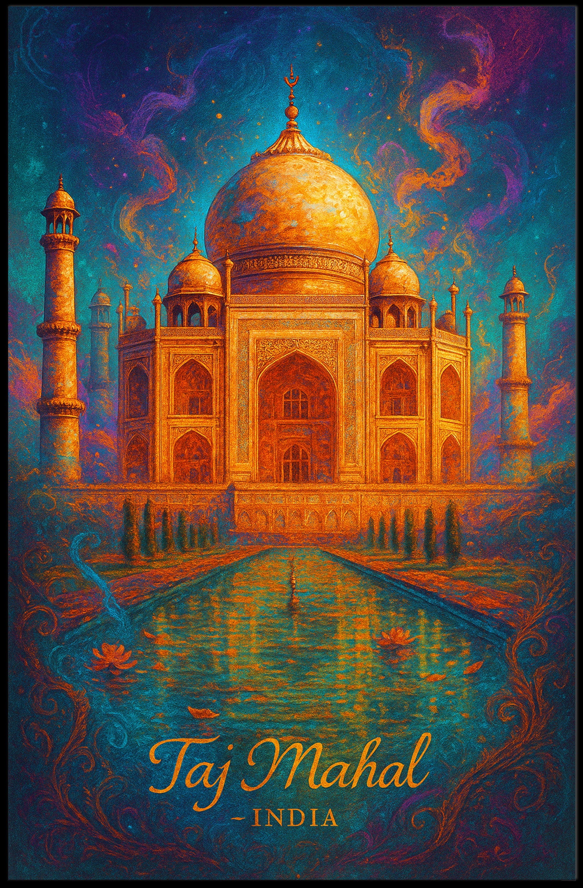 Taj Mahal Artistic Travel Poster