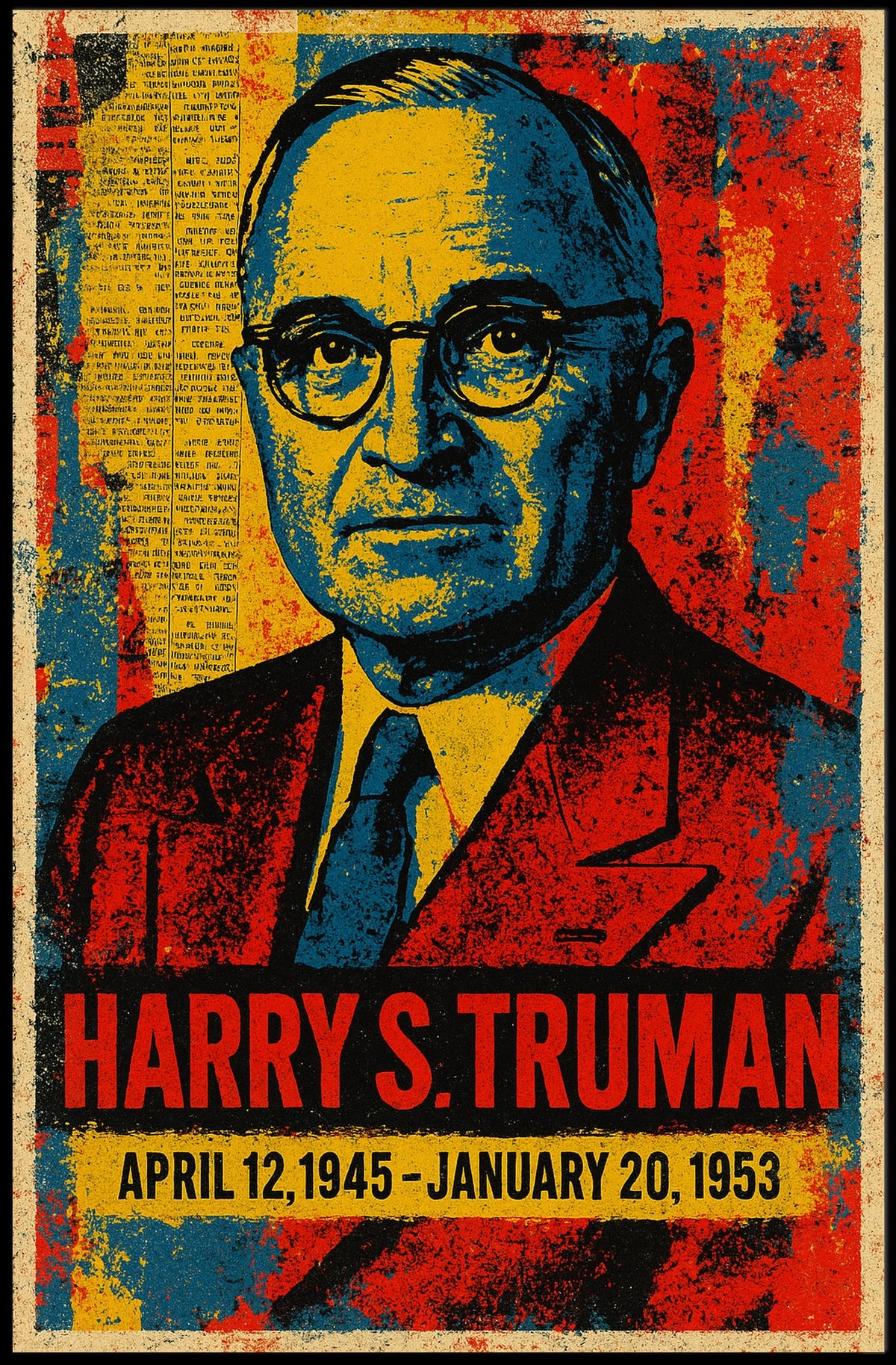 Harry S. Truman 33rd President of the United States Street Art Mashup Poster