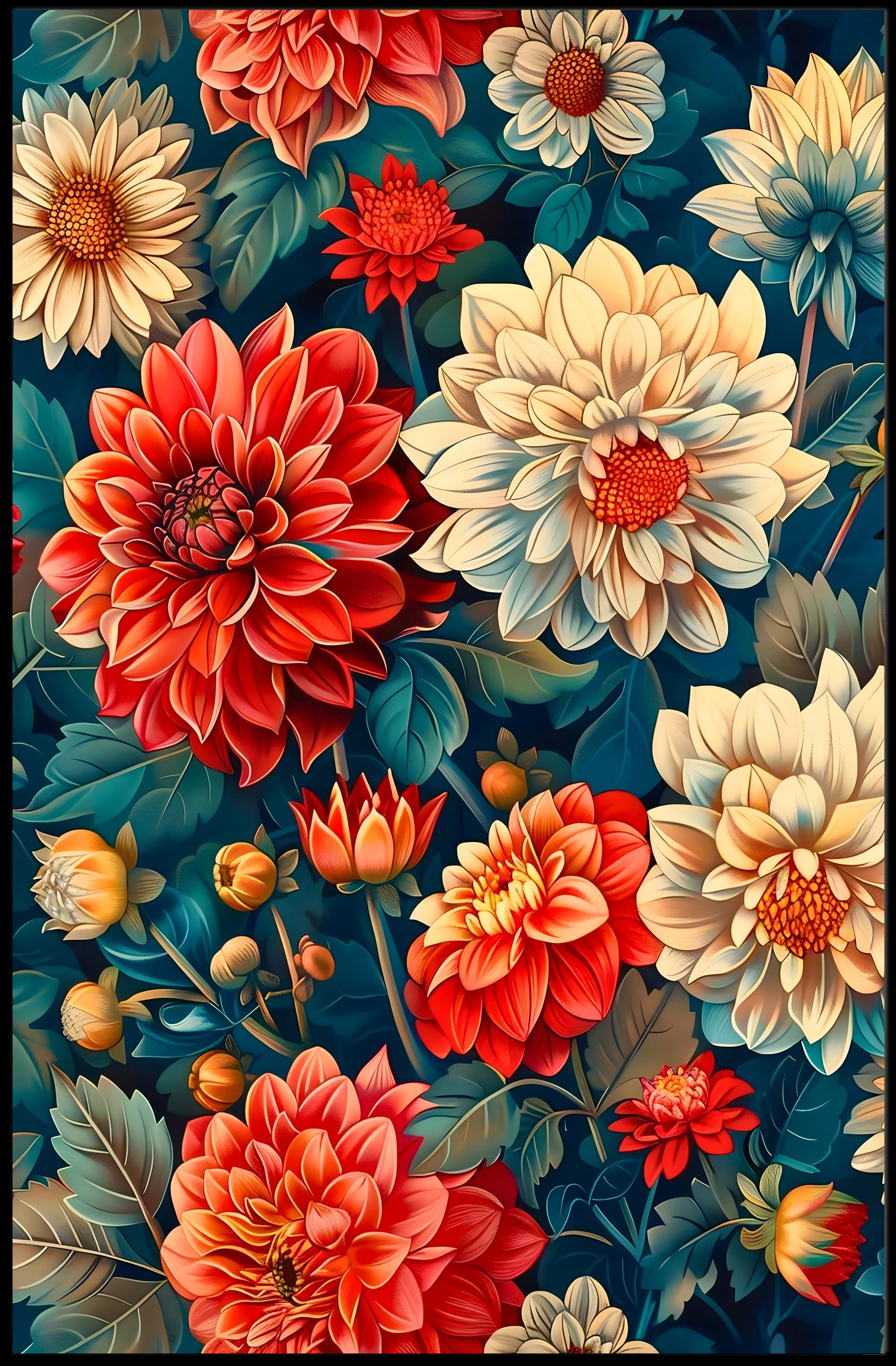 Vibrant Floral Garden Artistic Masterpiece Poster
