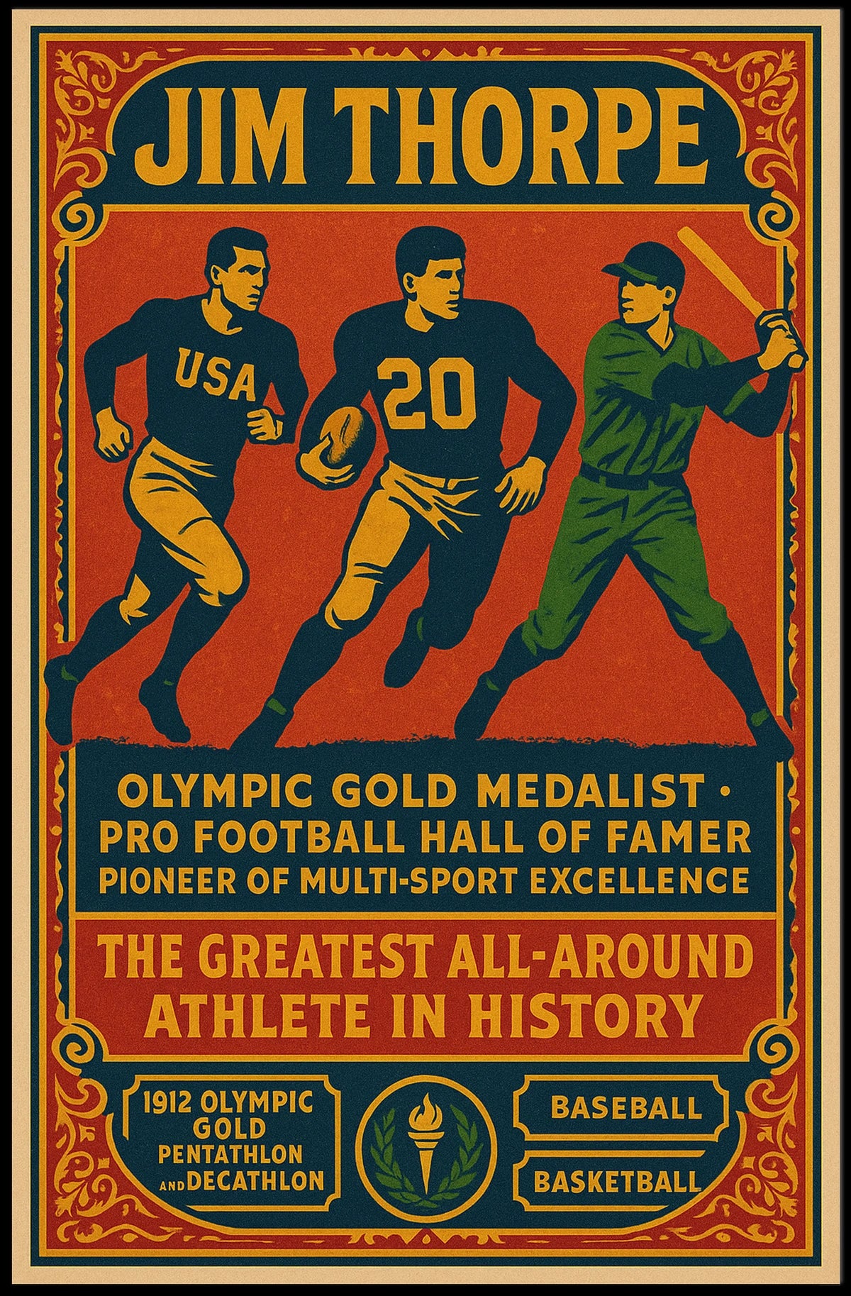 Celebrating Jim Thorpe Legendary Athlete Jim Thorpe Poster