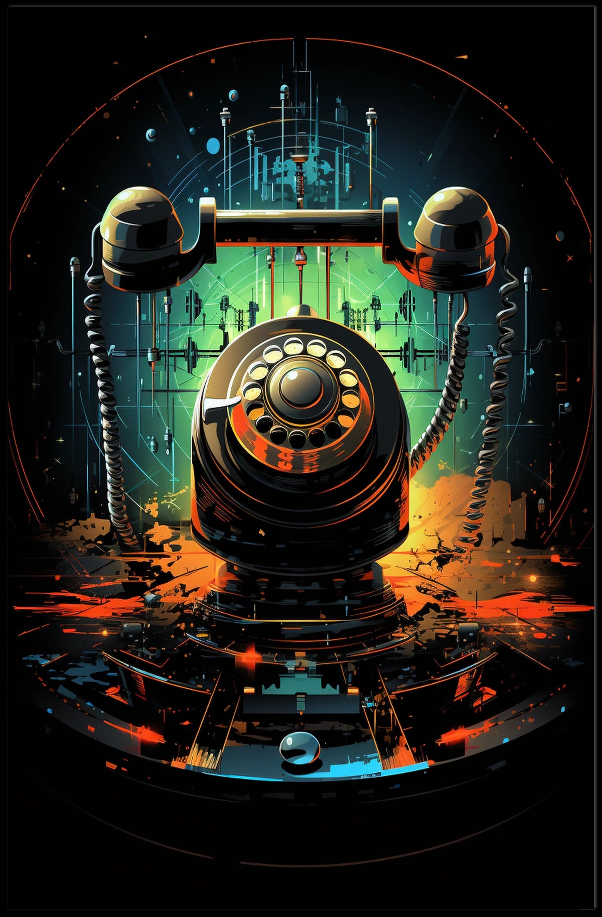 Retro Futurism The Evolution of Communication Poster