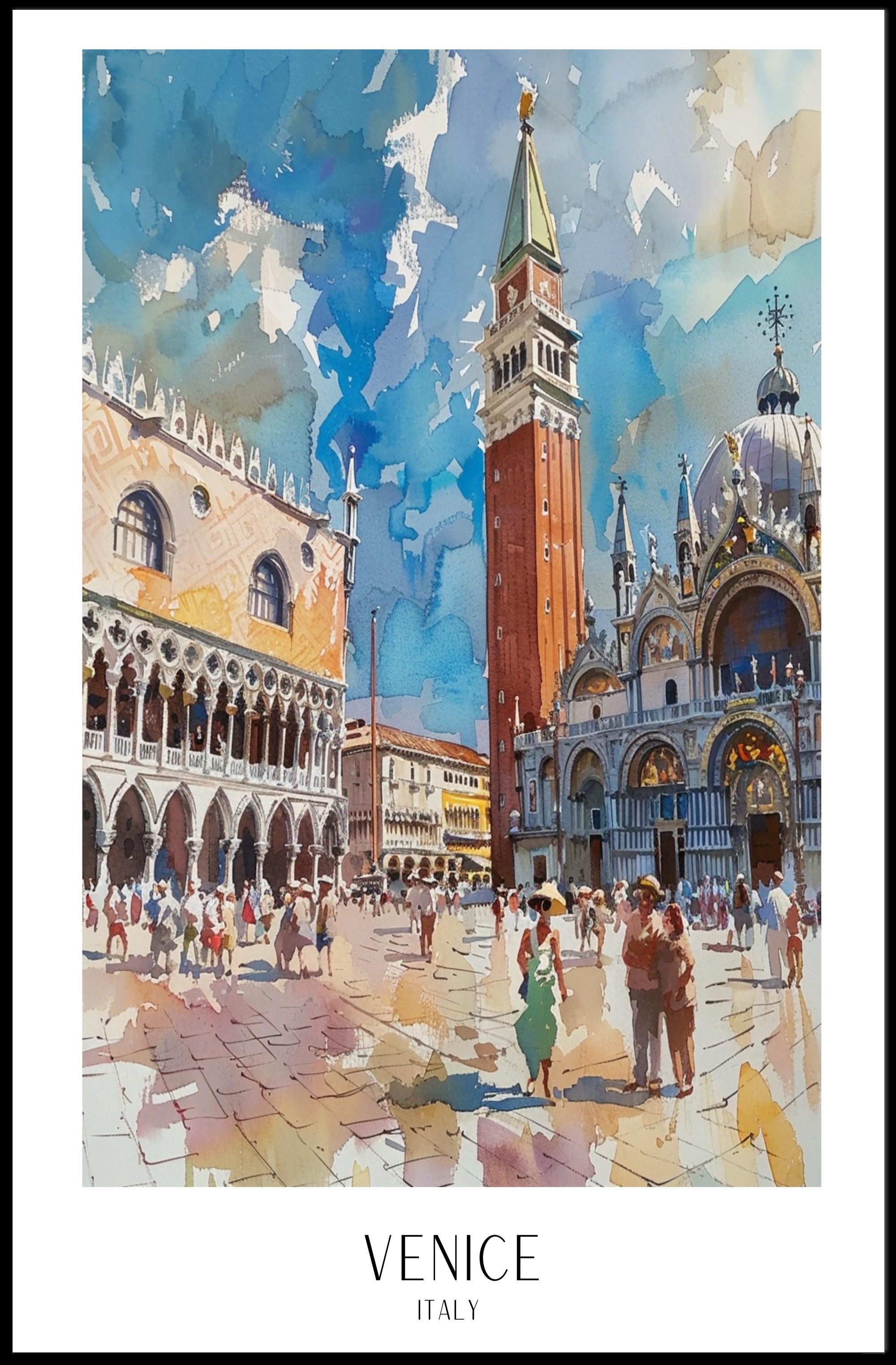 Venice Architectural Splendor in Vibrant Watercolor Cultural Heritage Poster PosterGoat