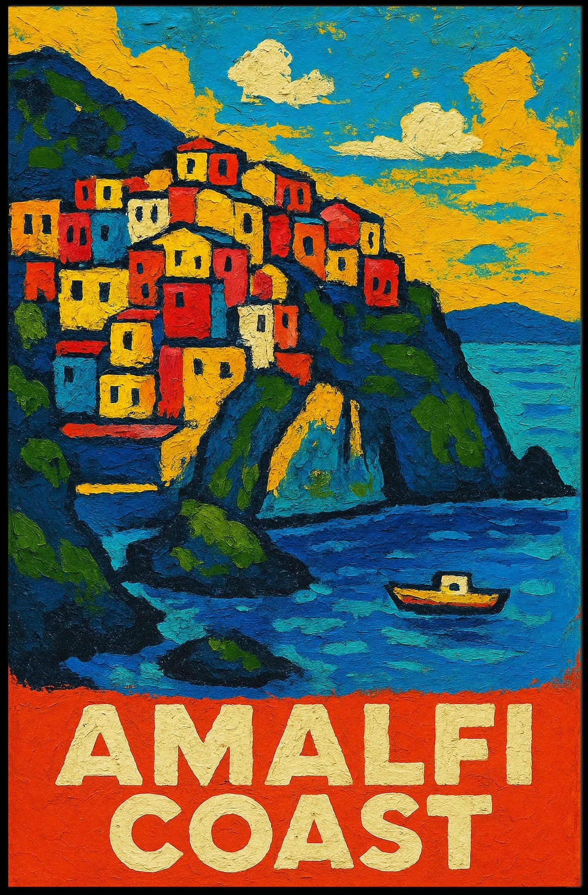 Amalfi Coast Poster Wall Art 18x24 Coastal Decor Print
