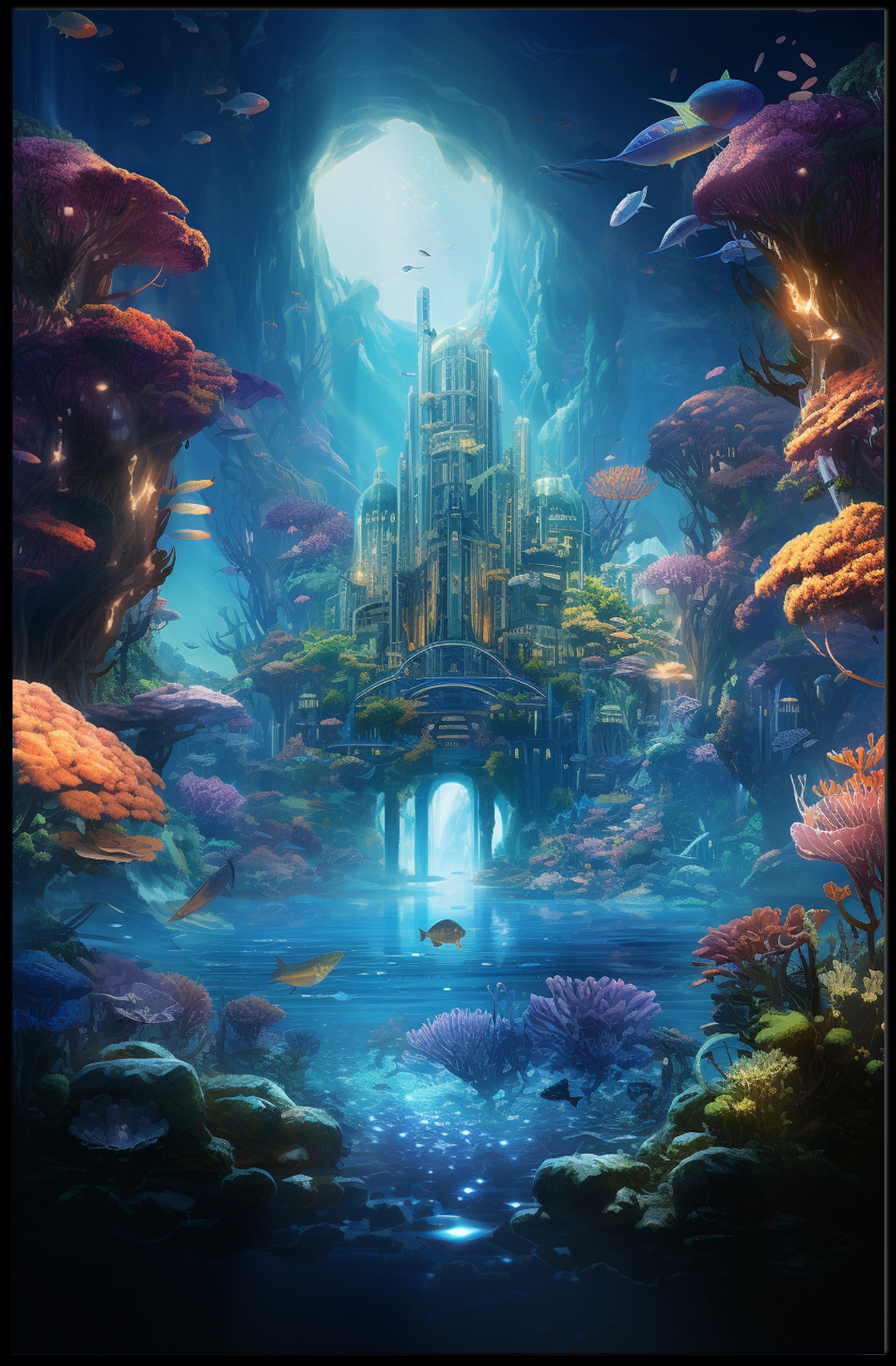 Enchanted Underwater City Poster