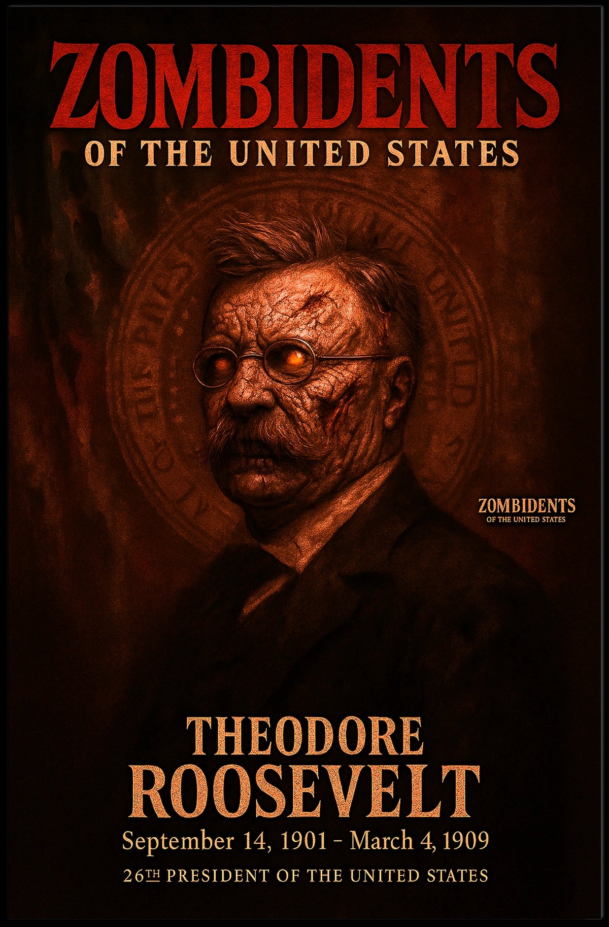 Theodore Roosevelt 26th President of the United States Zombidents Poster Series