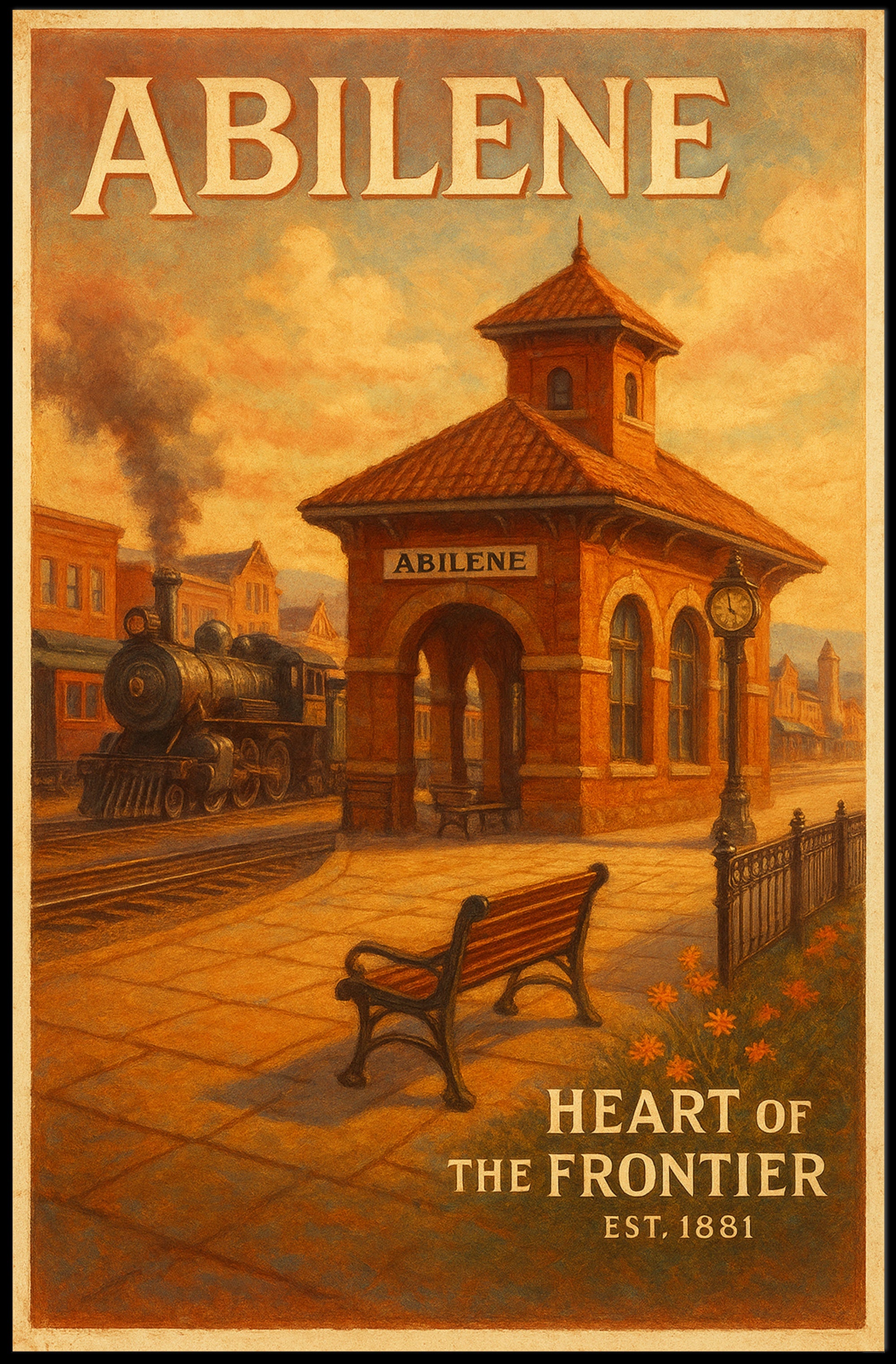 Abilene Vintage Travel Poster Heart Of Frontier