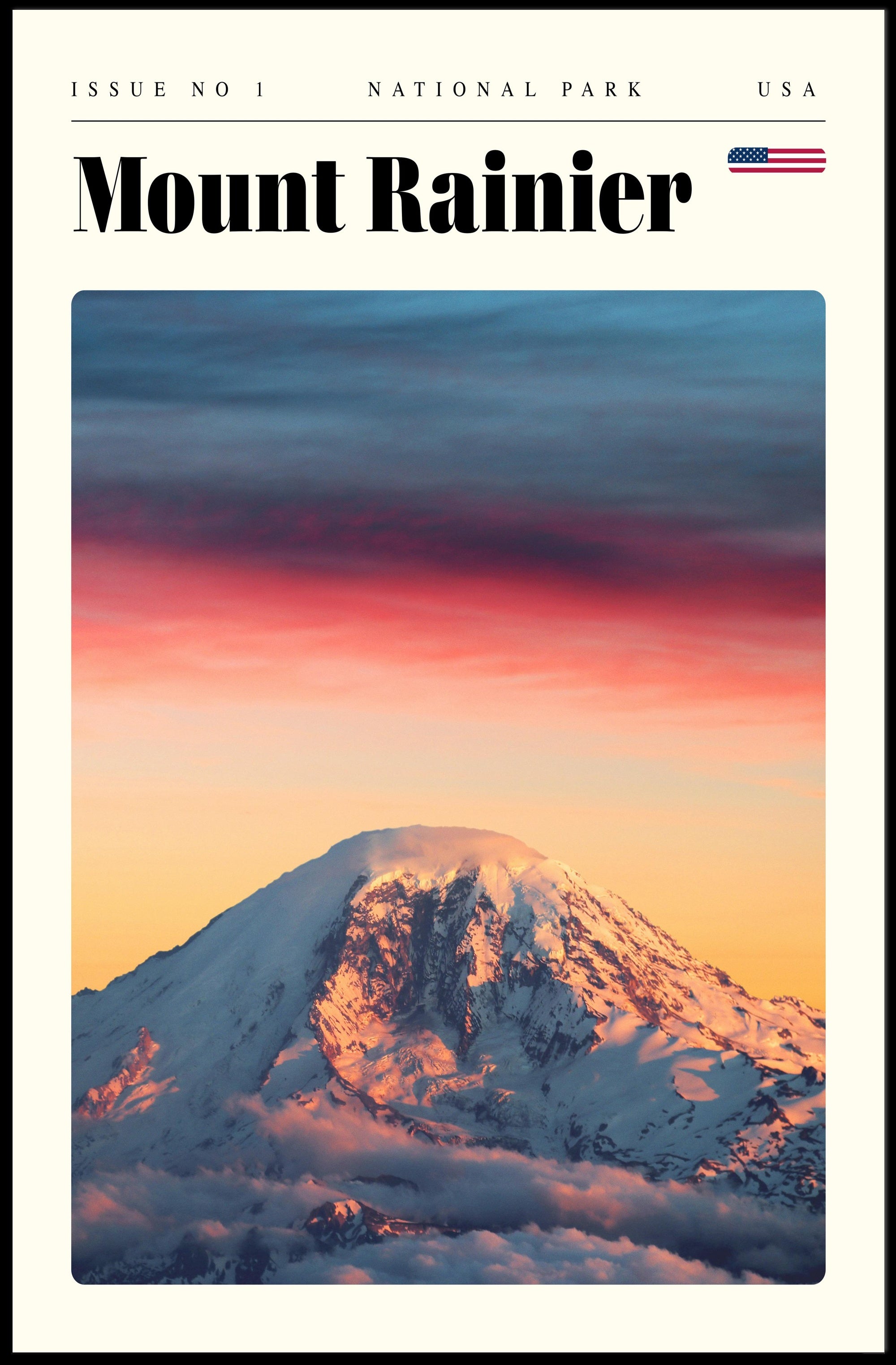 Mount Rainier Scenic Poster Vintage Travel Print