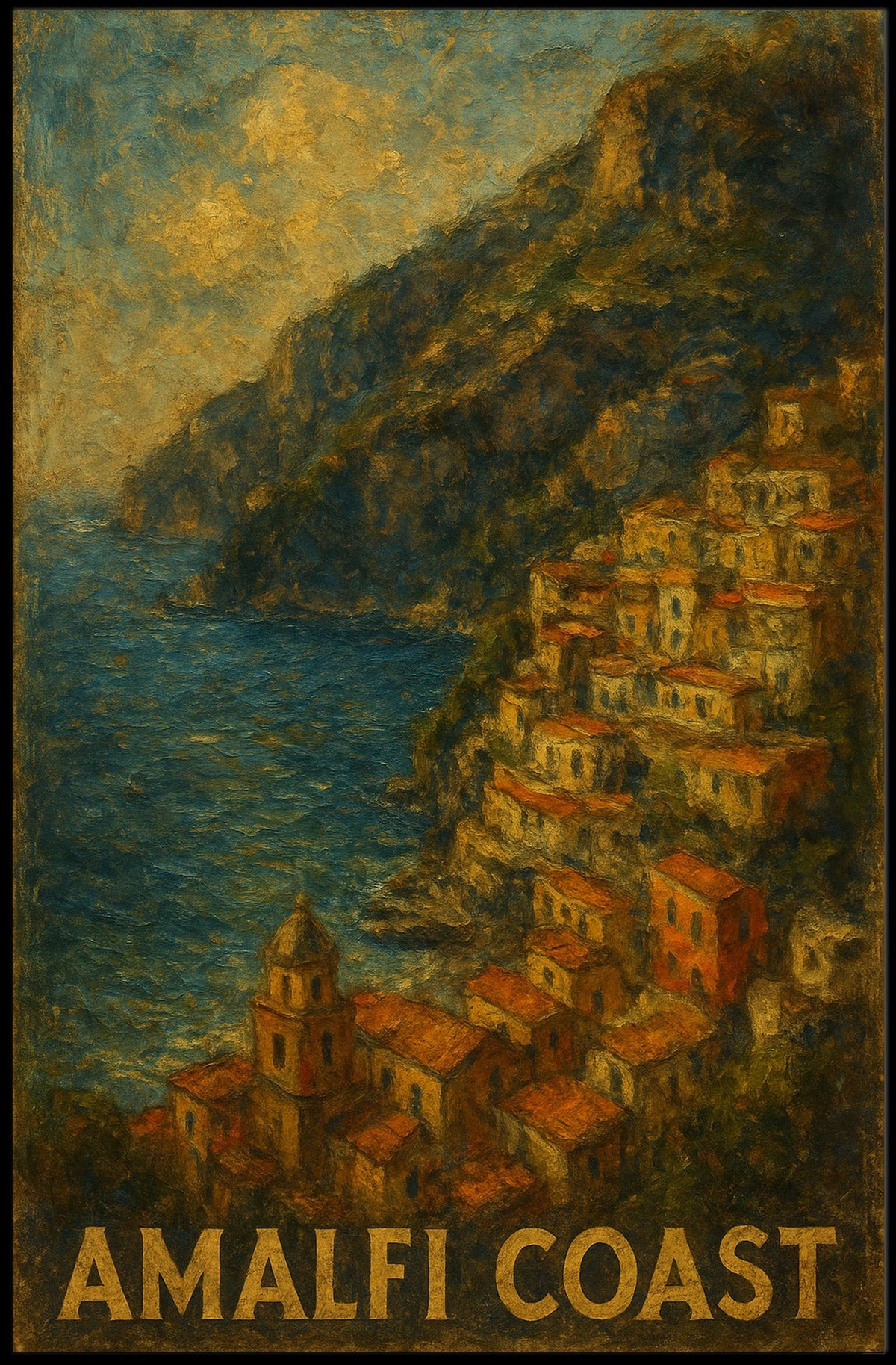 Amalfi Coast Poster Wall Art Print for Coastal Decor