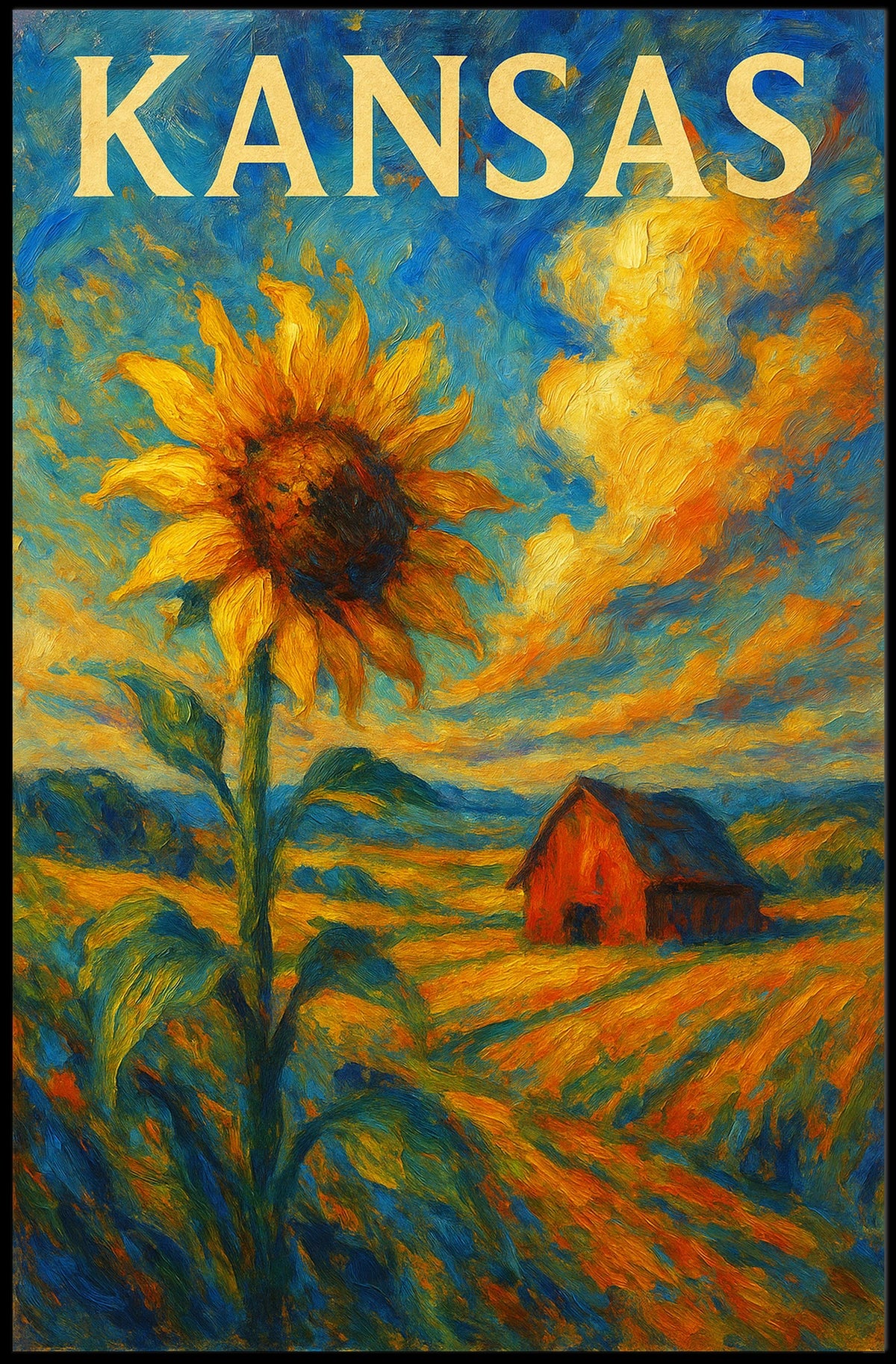 Kansas Sunflower Fields Poster