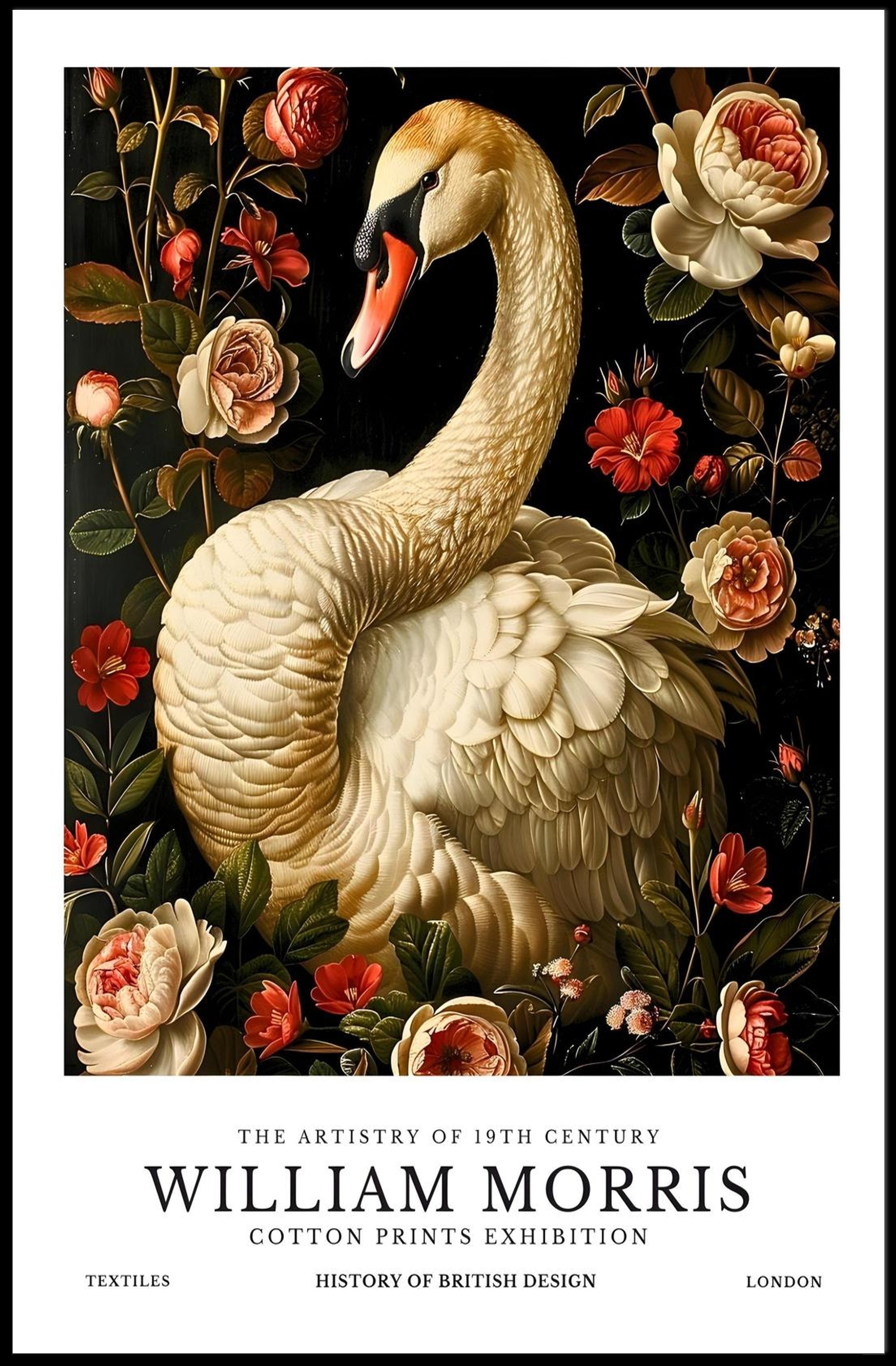 William Morris-Inspired Artistic Poster with Floral Elegance