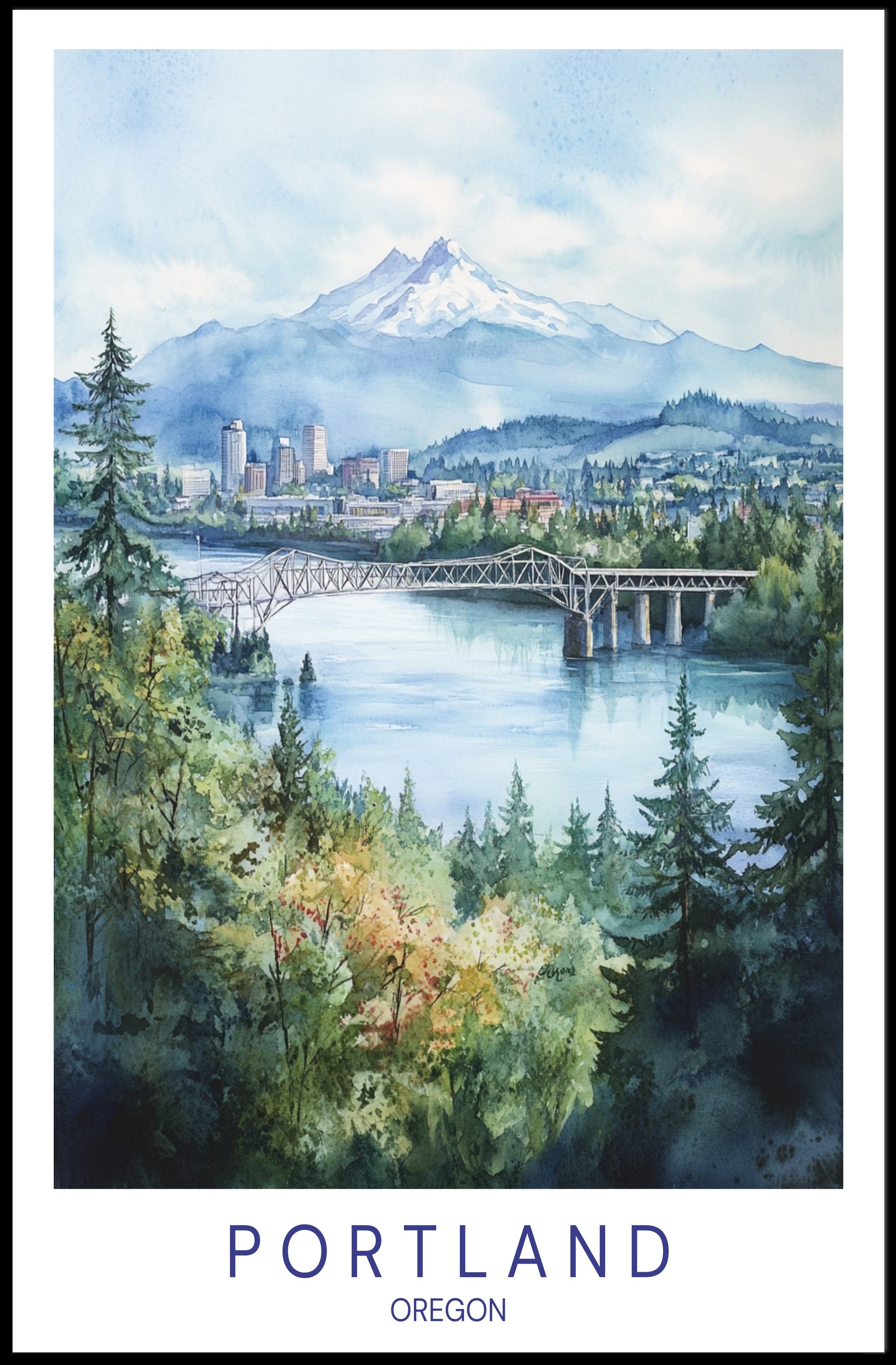 Portland Scenic View Poster PosterGoat