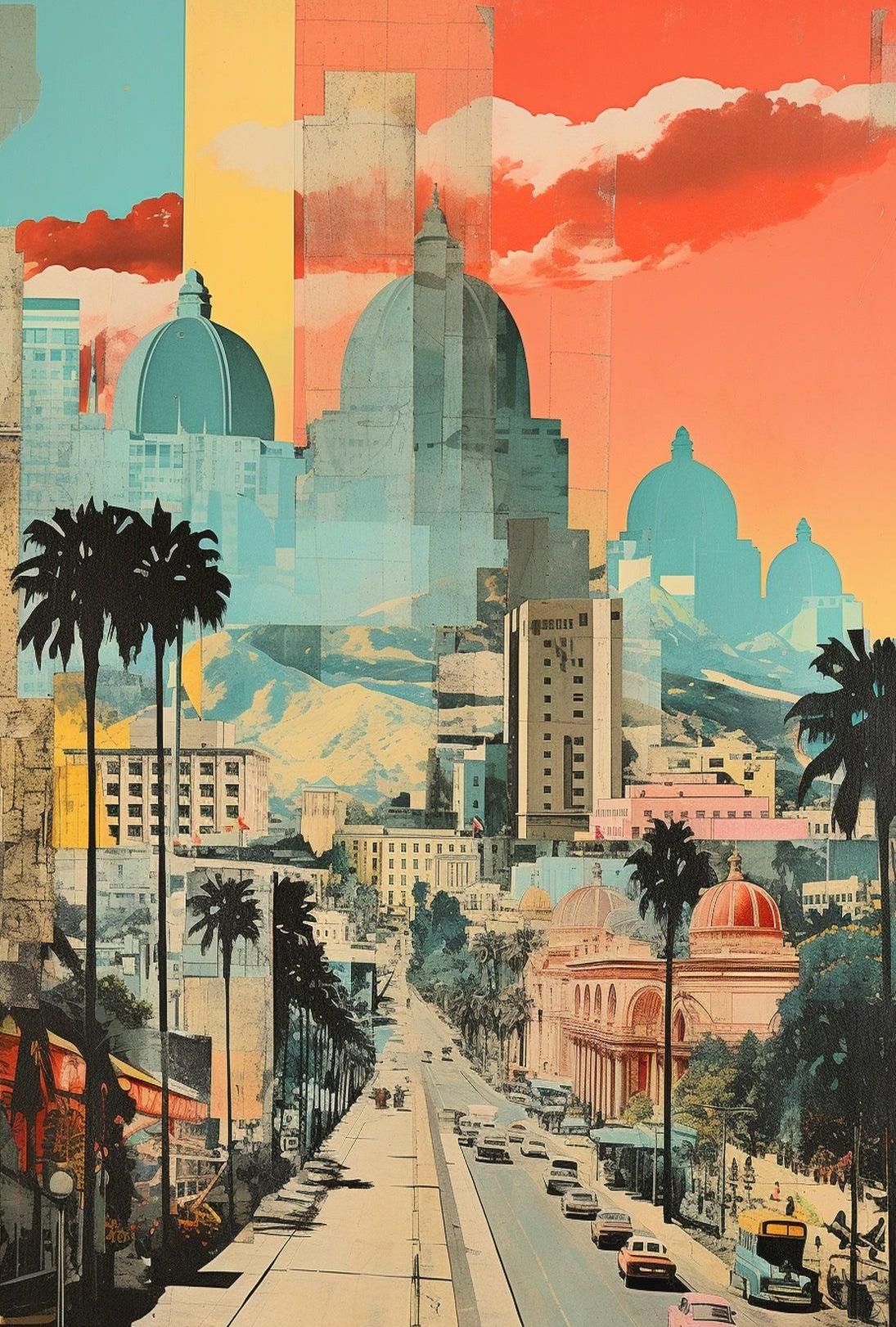 Urban Vibrance: Classic Meets Modern Architectural Travel Poster