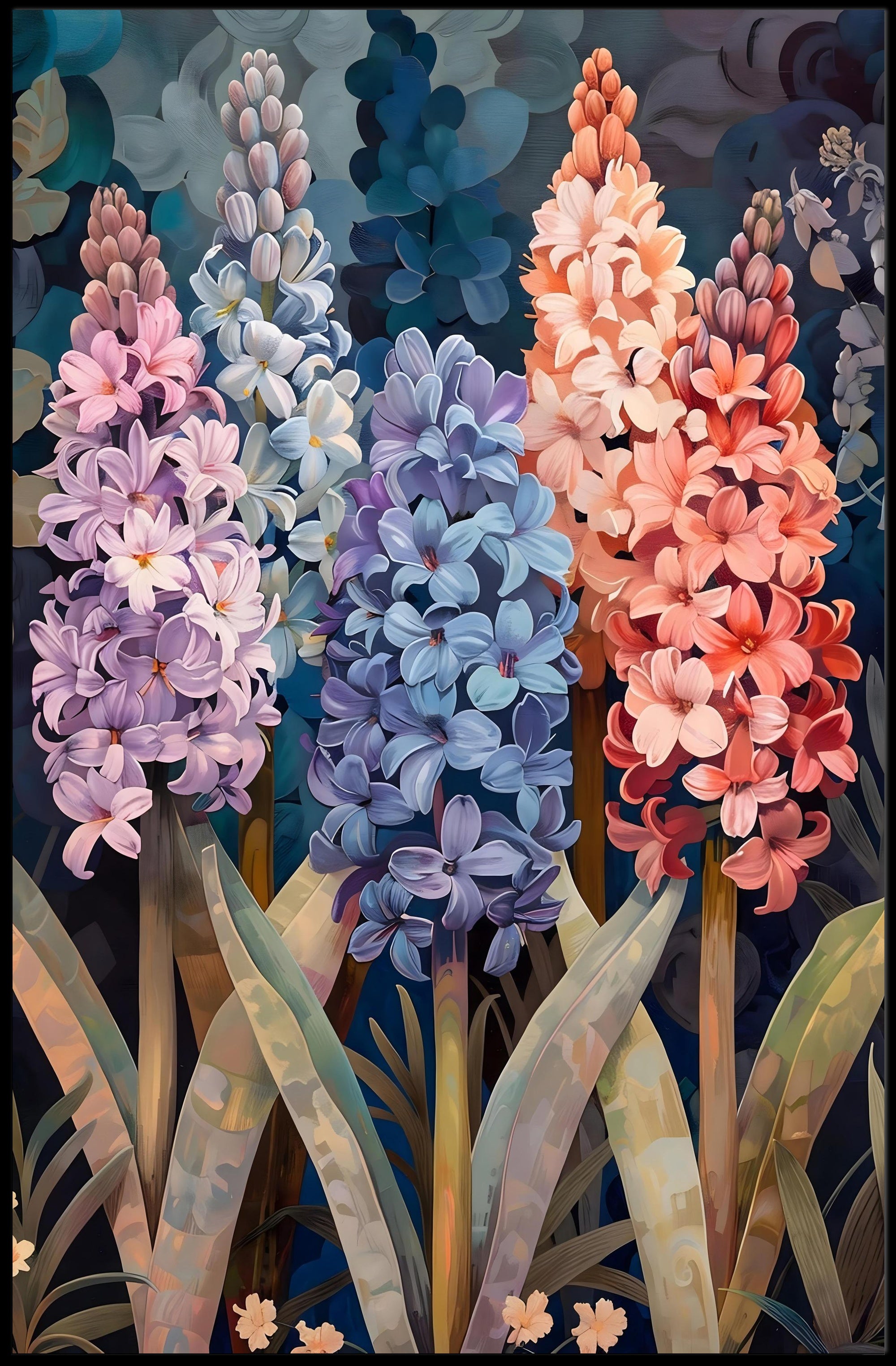 Vibrant Hyacinths Floral Wall Art Print