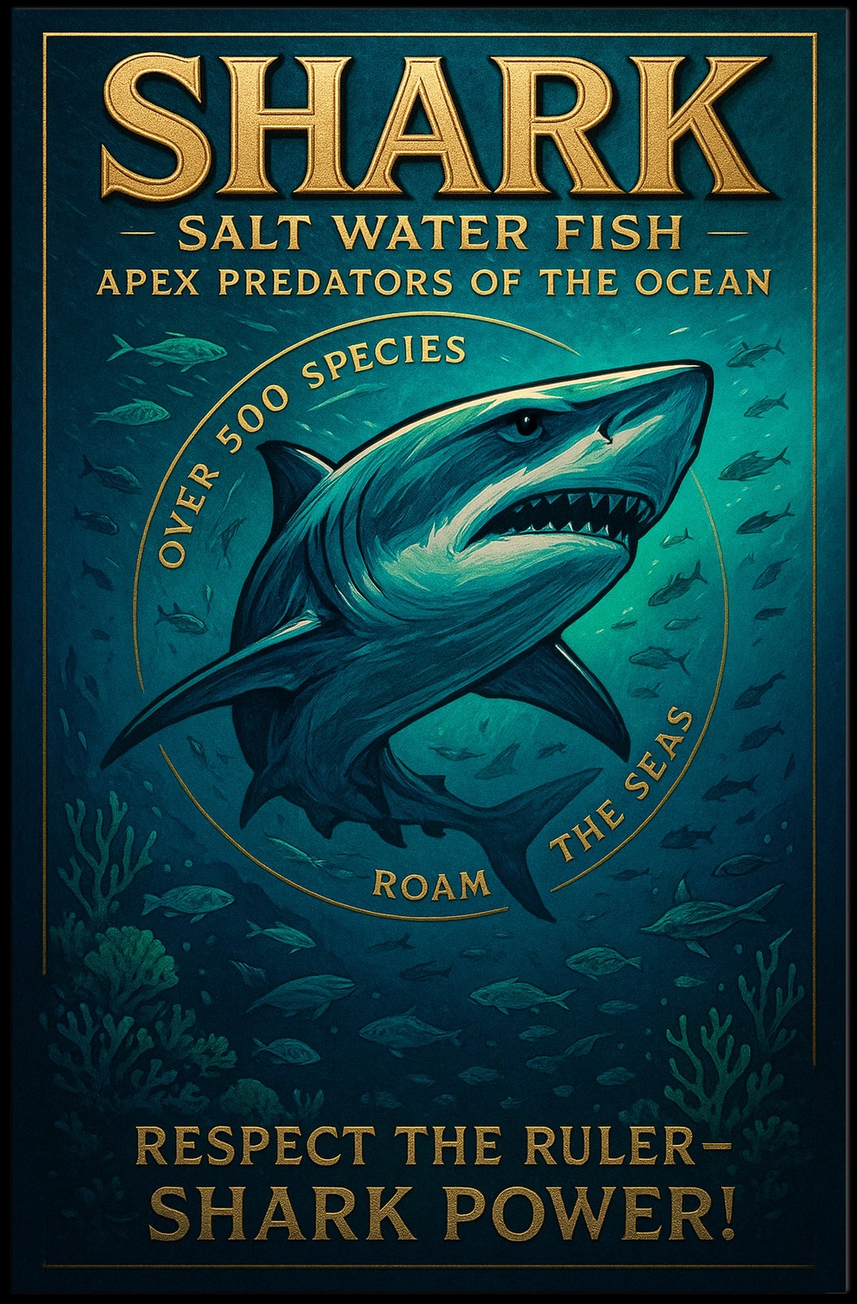 Shark Power Apex Predators of the Ocean Poster