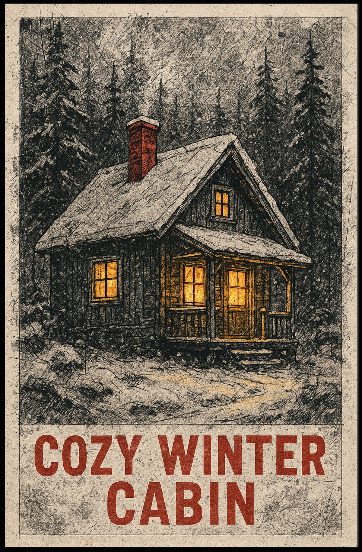 Cozy Winter Cabin Poster
