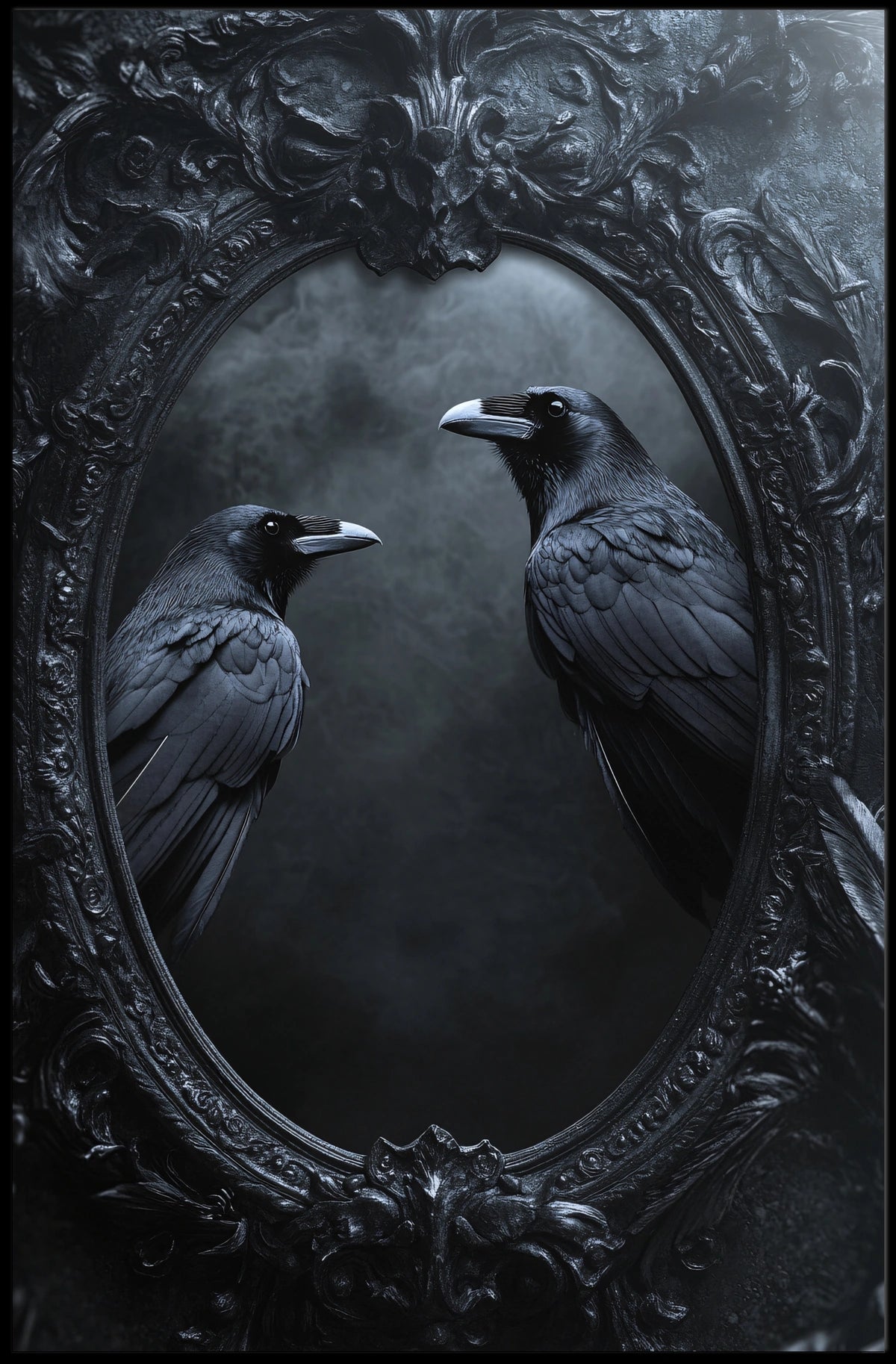 Gothic Mirror and Ravens Abstract, Artistic, or Pop Culture Poster
