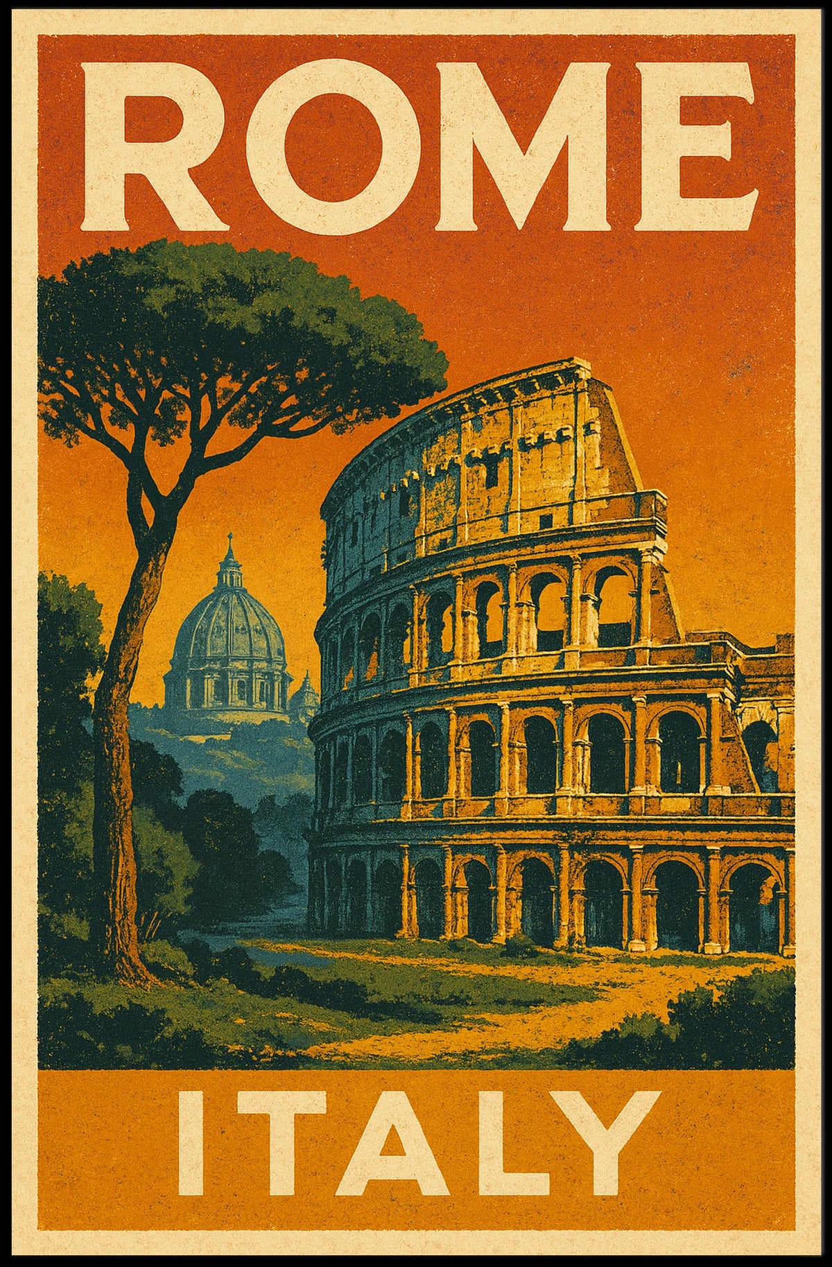 Rome, Italy Travel Poster