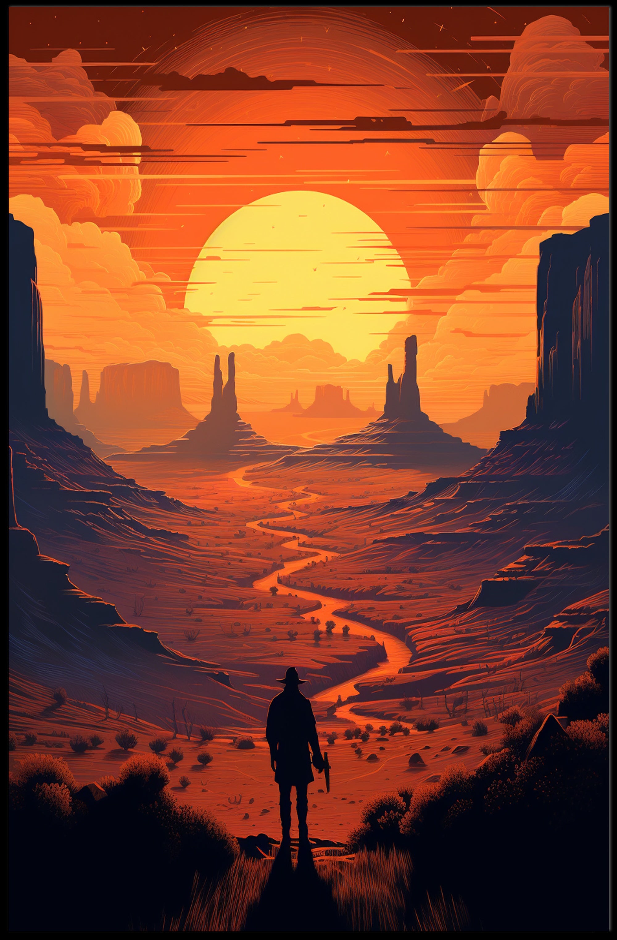 Sunset Over The Canyon Poster PosterGoat