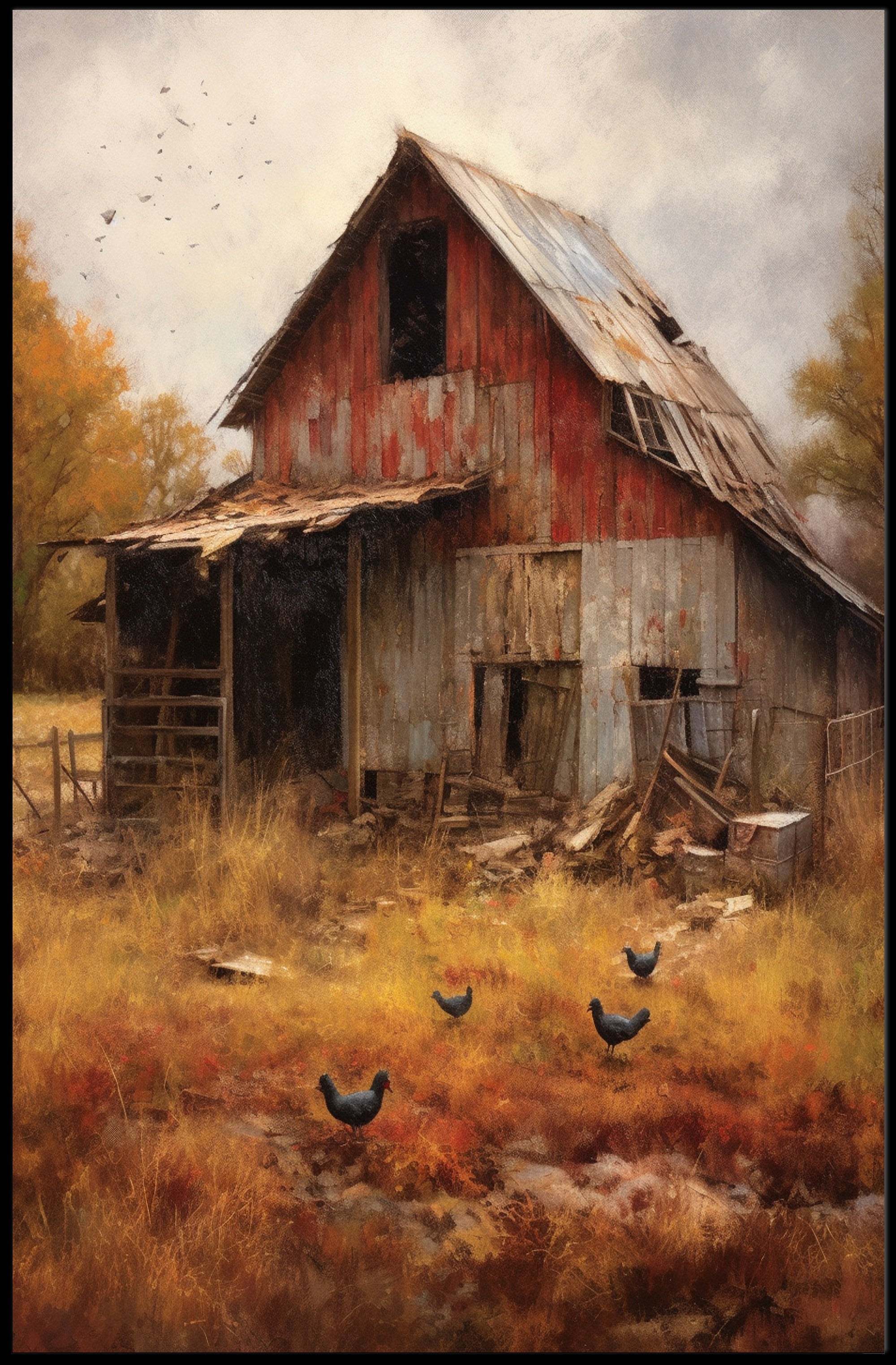 Abandoned Barnyard Travel Poster Art Print Decor