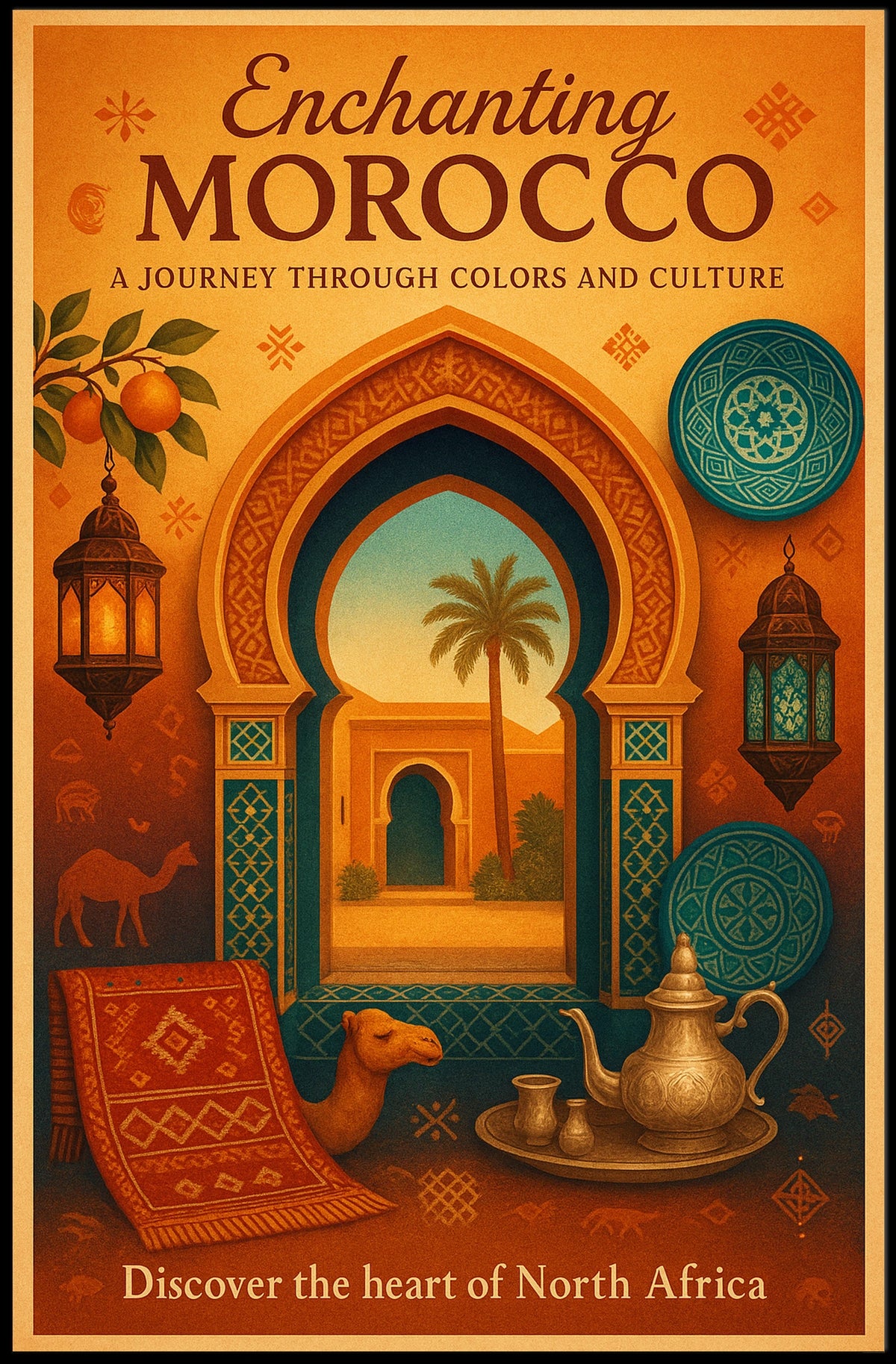Moroccan Cultural Heritage Vintage Art Poster
