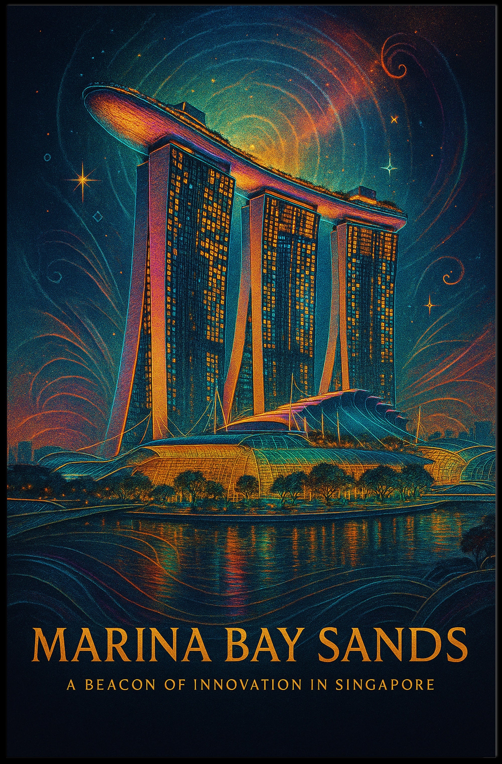 Marina Bay Sands Travel Poster Modern Architectural Print