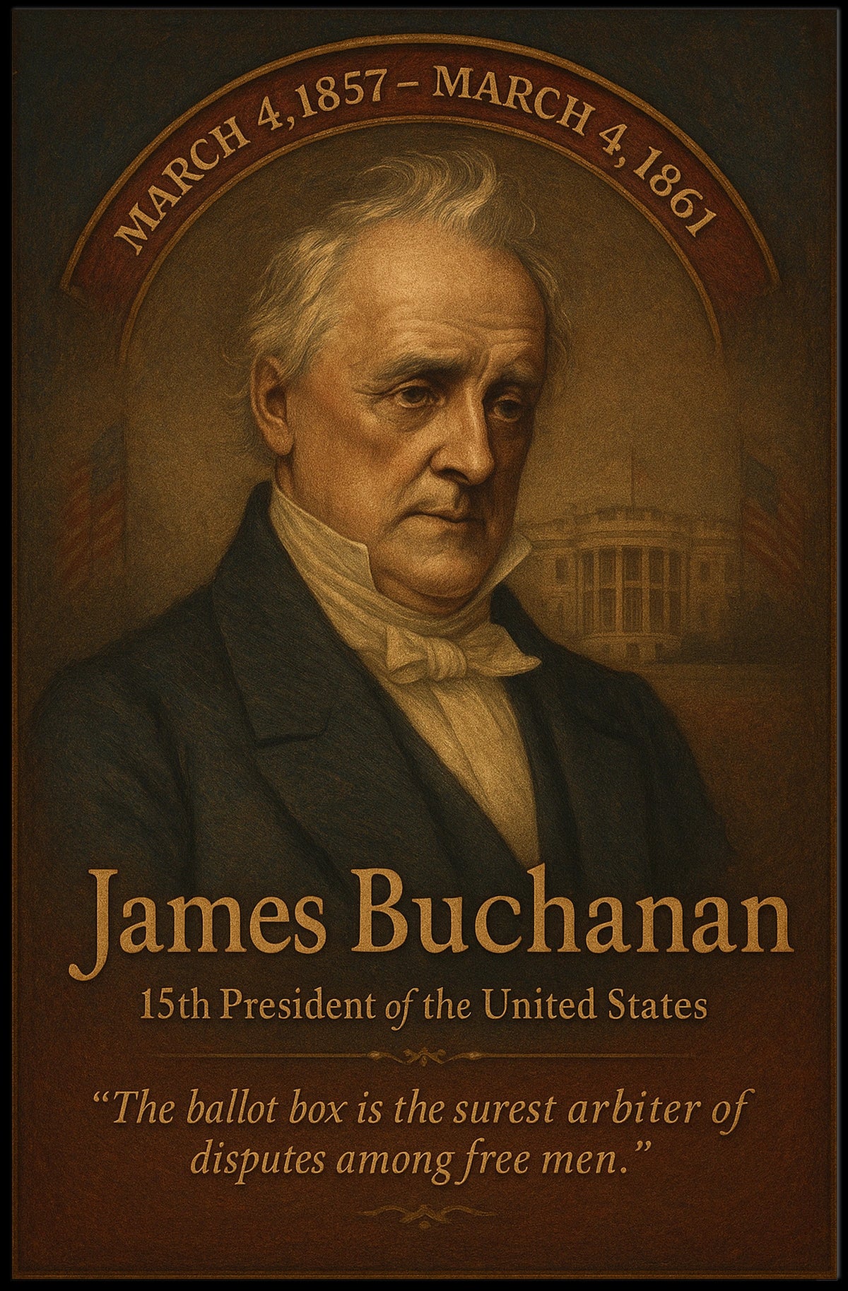 James Buchanan Vintage Presidential Portrait Poster