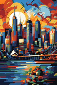 Vibrant Sydney Cityscape Modern Abstract Artistic Poster