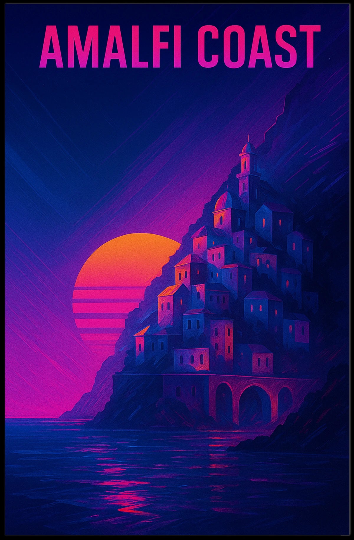 Amalfi Coast Sunset Poster Wall Art 18x24 Scenic Travel