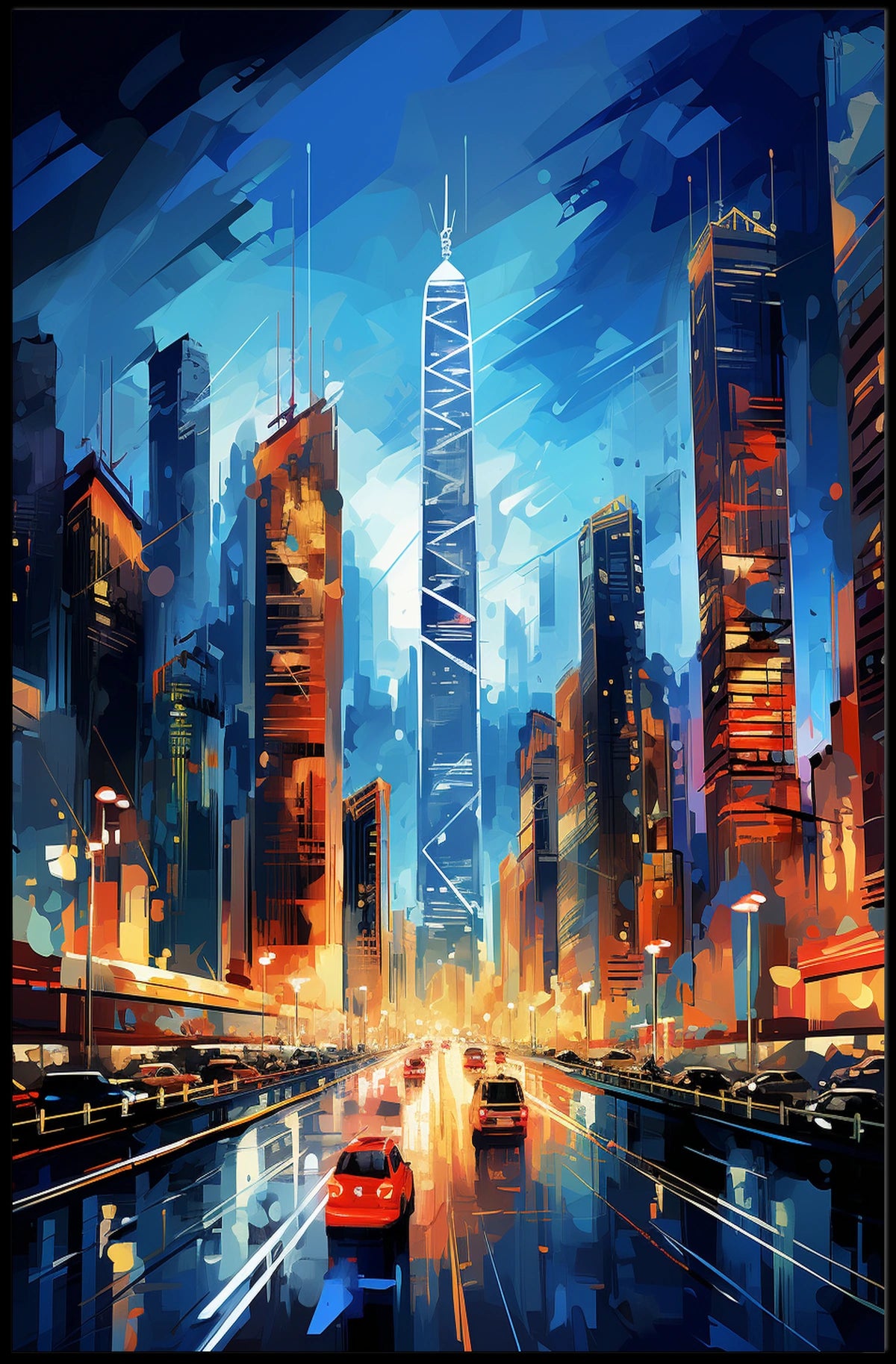 Vibrant Skyscraper Cityscape Poster - Urban or Cityscape Poster