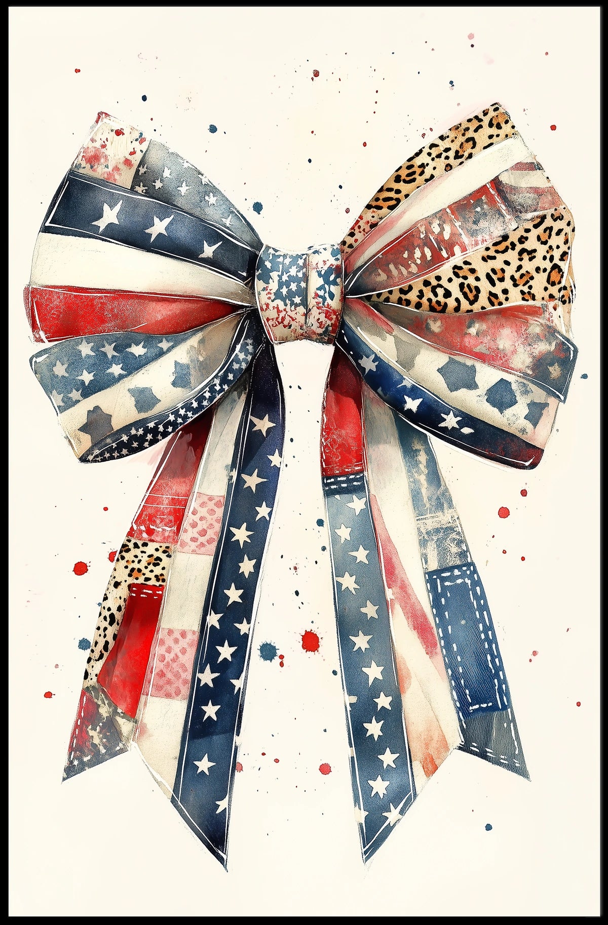 Patriotic Large Coquette Bow Wall Art American Flag Poster