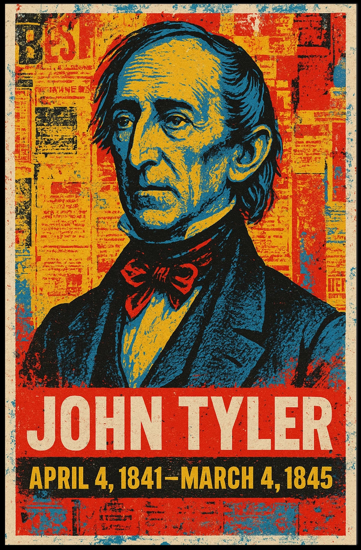 John Tyler 10th President of the United States Street Art Mashup Poster