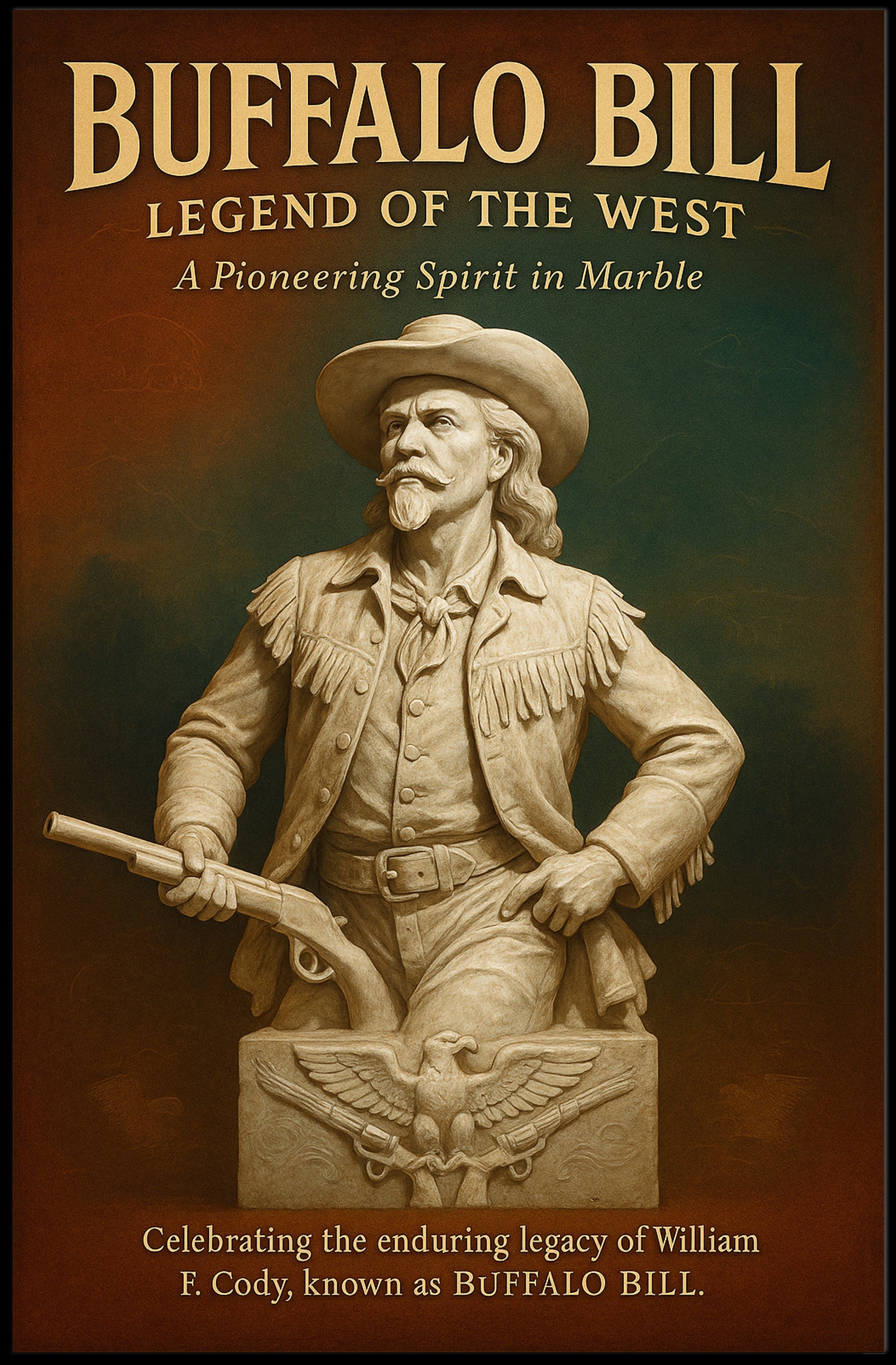 Buffalo Bill Marble Statue American Heritage Poster