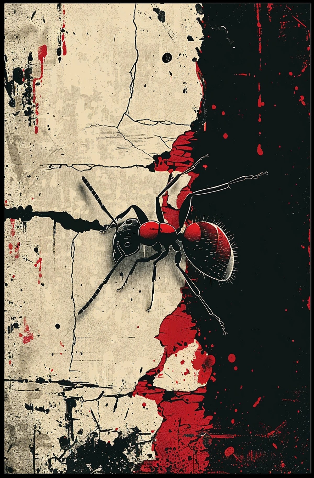 Ant On Abstract Canvas Abstract Poster