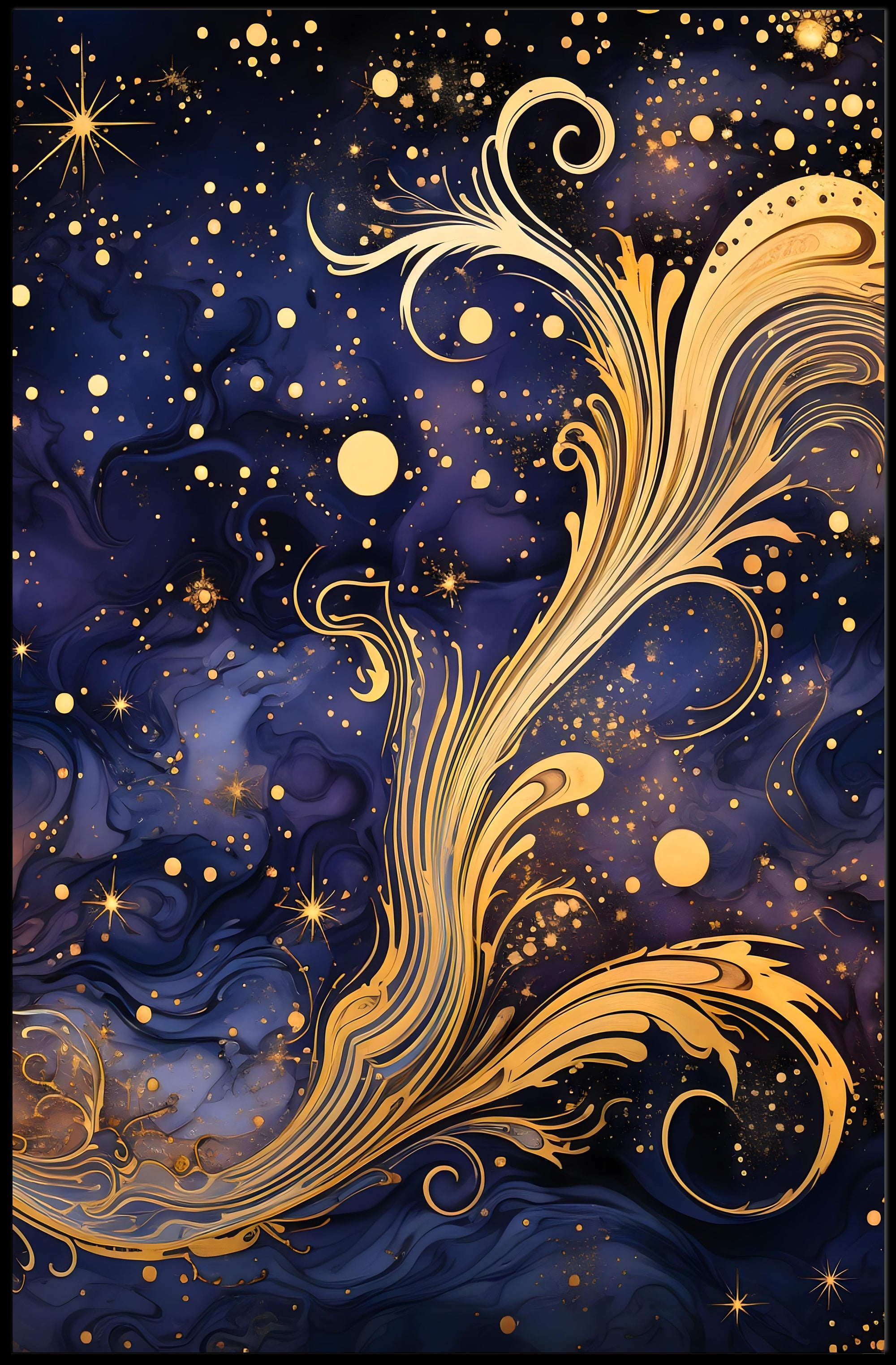 Cosmic Elegance: Art Nouveau Space or Astronomy Poster