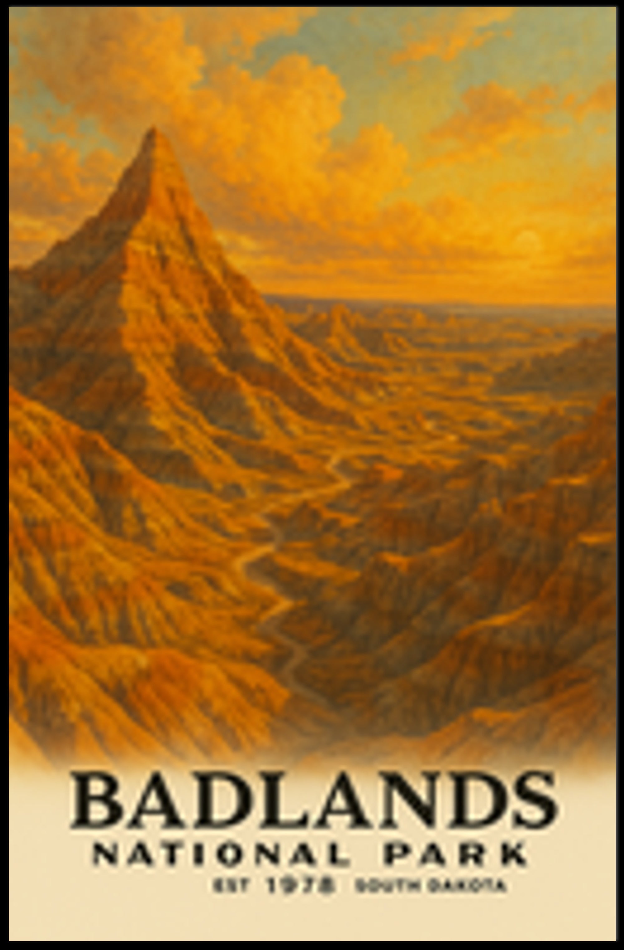 Badlands National Park Vintage Travel Poster Print