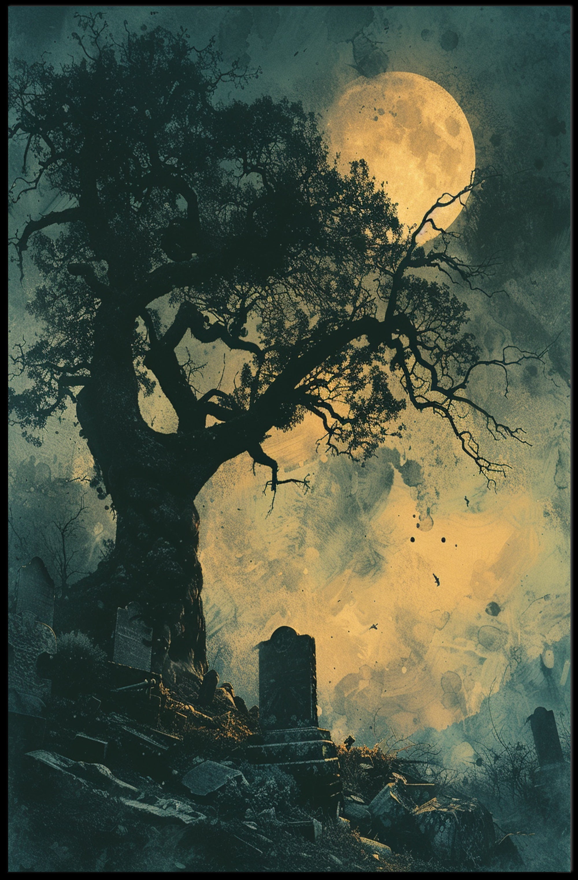 Haunting Gothic Graveyard Scene Fantasy or Mythology Poster PosterGoat