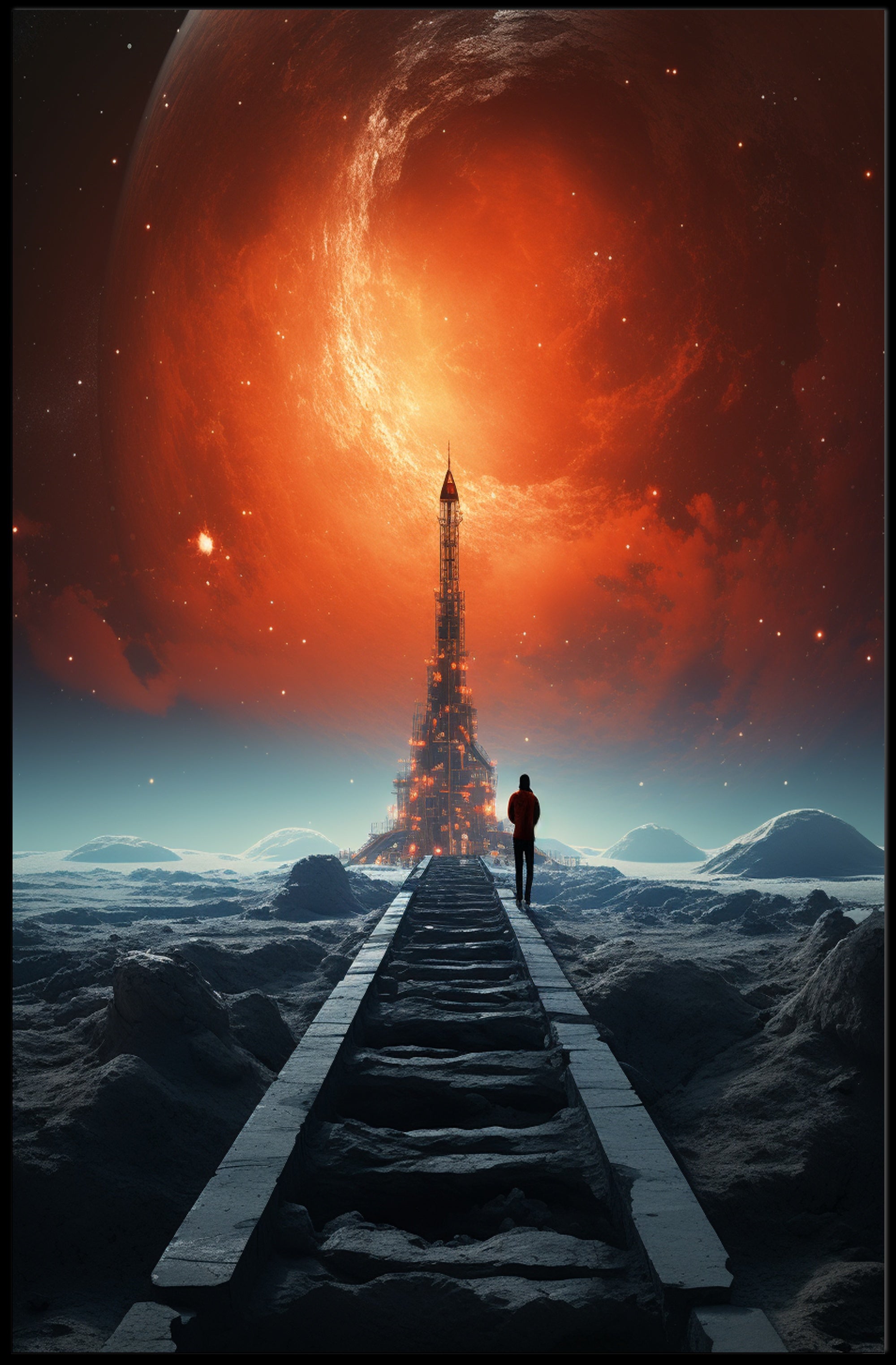 Journey To The Cosmic Tower Poster PosterGoat