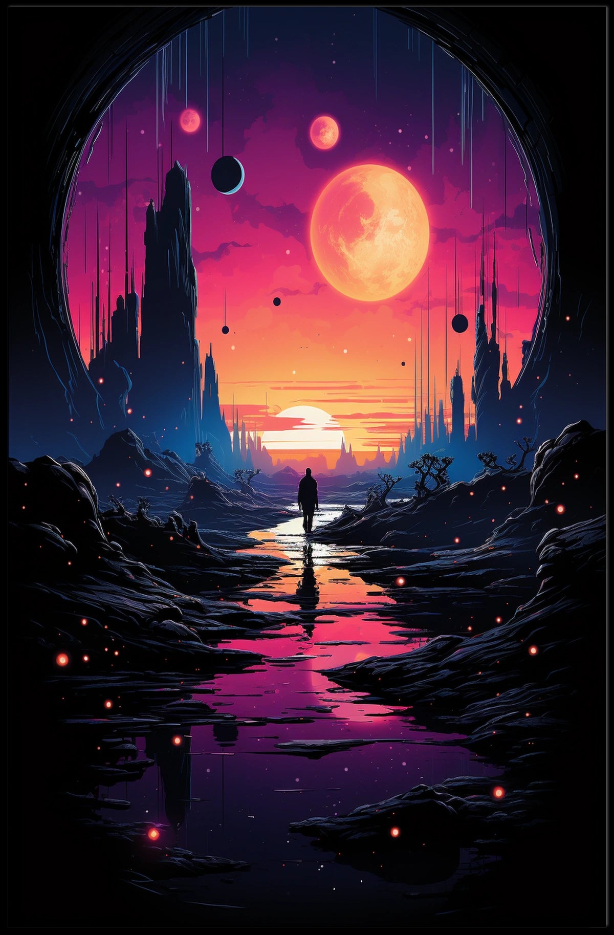 Celestial Fantasy Realm Surreal Art Poster