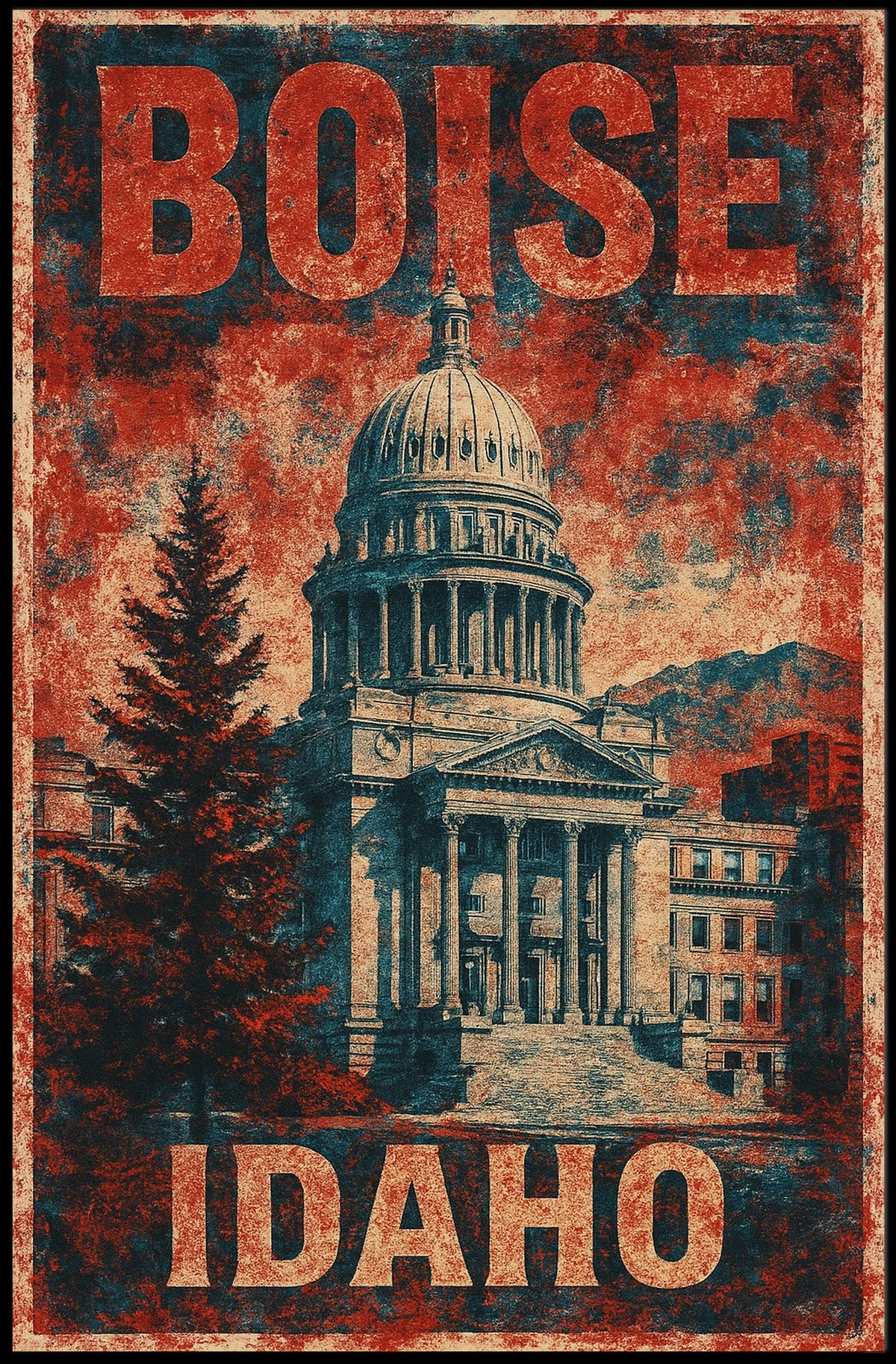 Boise, Idaho Vintage Capitol Vintage Poster