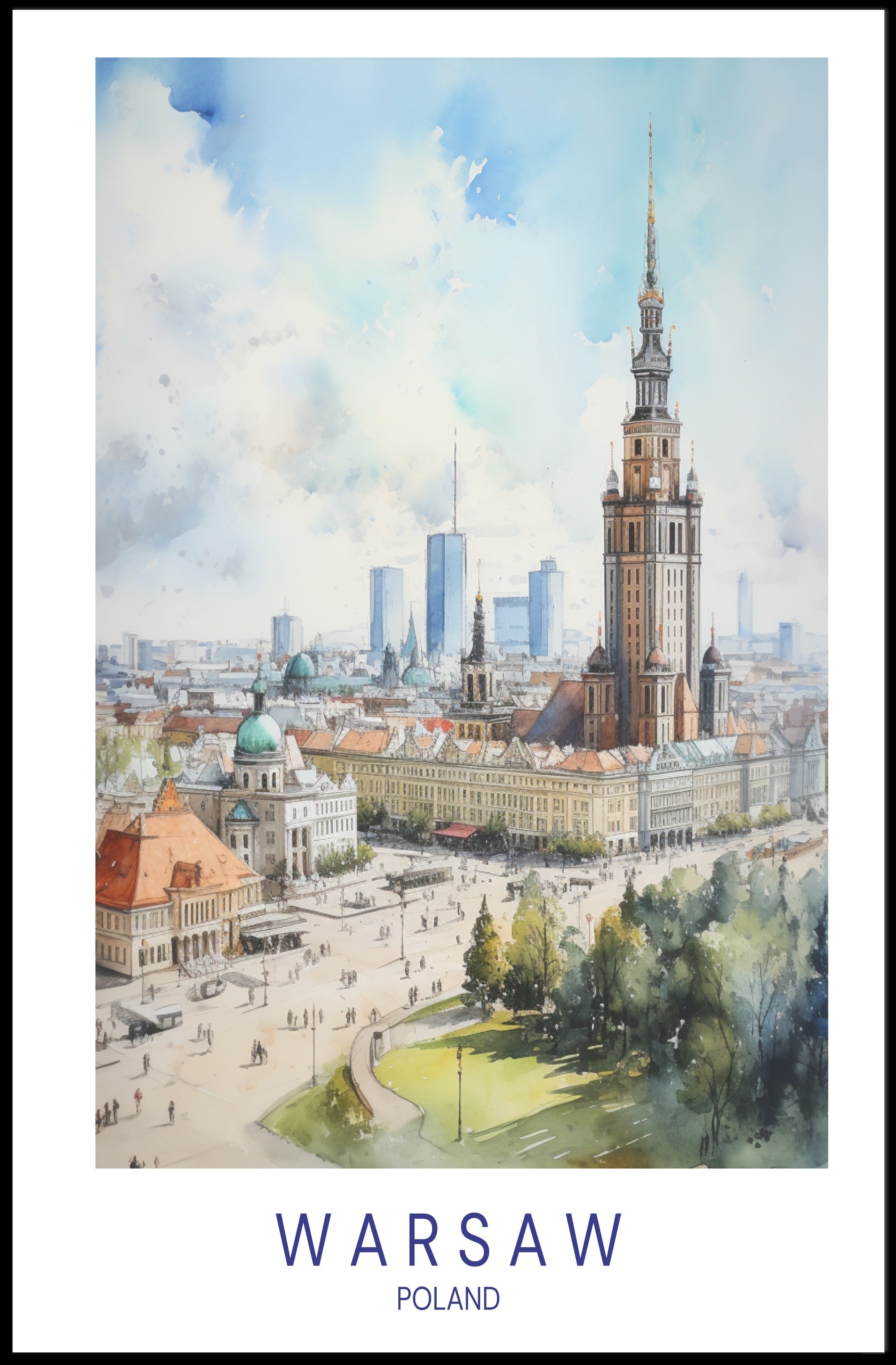 Warsaw Skyline Poster PosterGoat