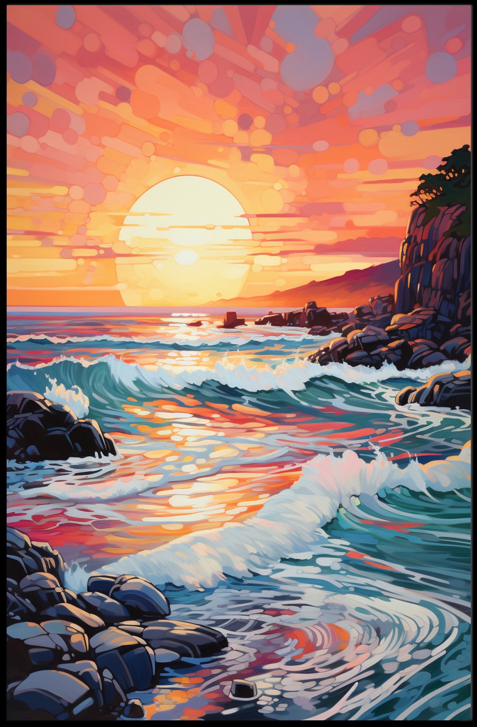 Vibrant Coastal Sunset Poster