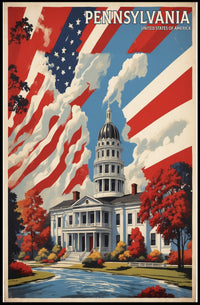 Vintage Pennsylvania State Capitol Travel Poster