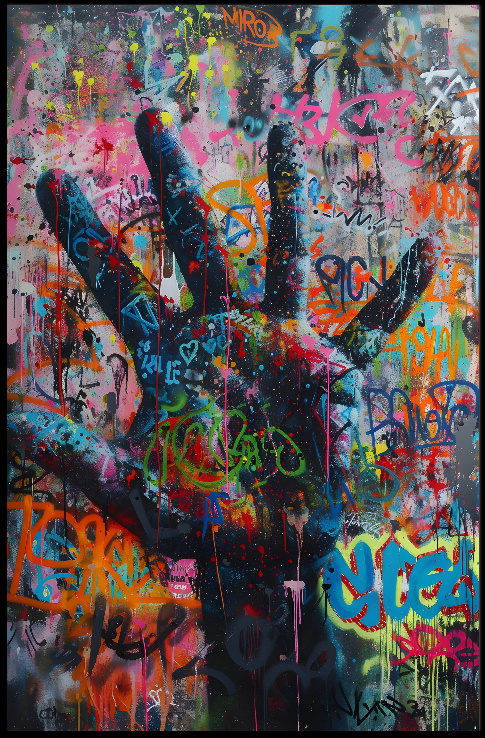 Urban Graffiti Handset Vibrant Artistic Pop Culture Poster